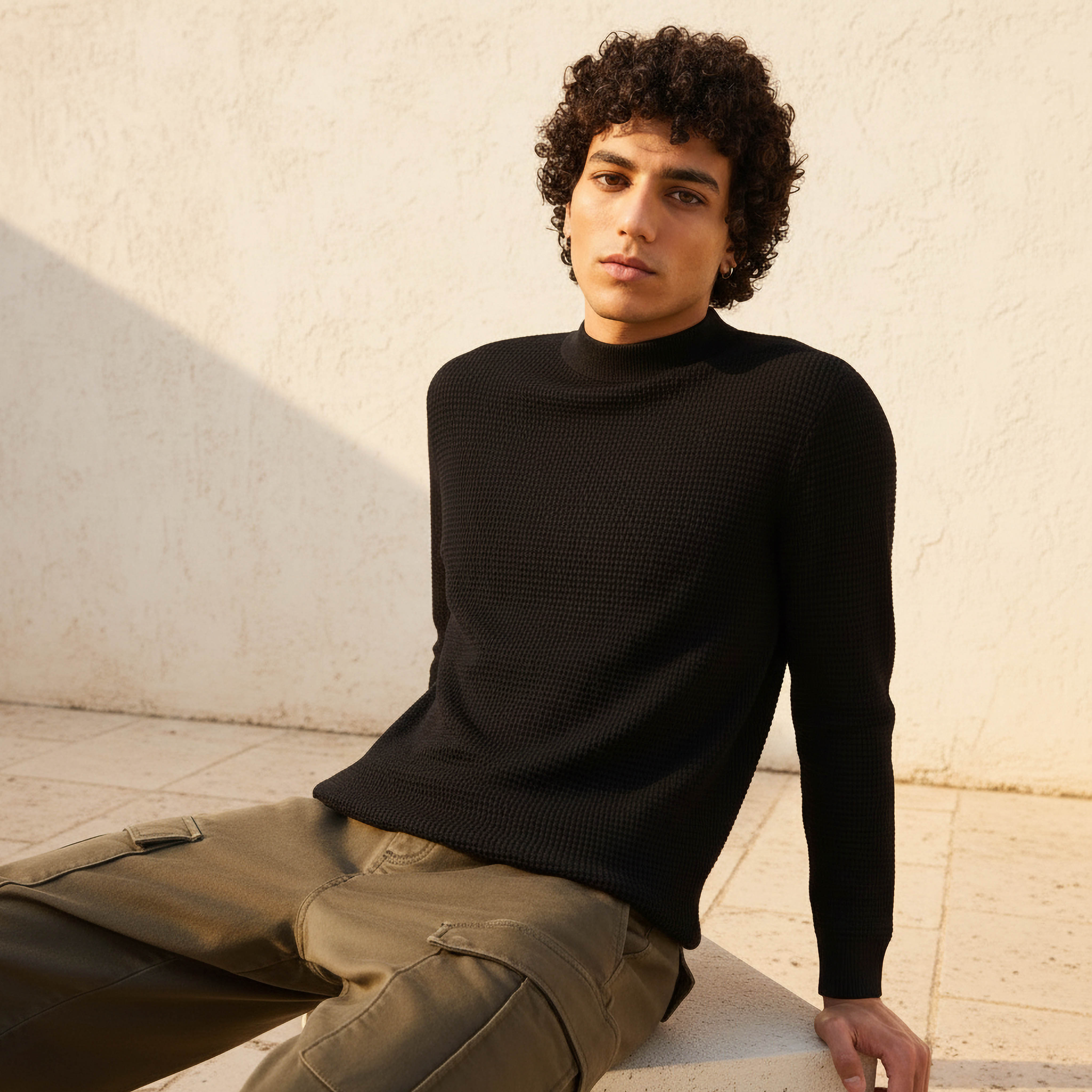 Men High Neck Textured Sweater-men-clothing-sweatersandpullovers-image-1