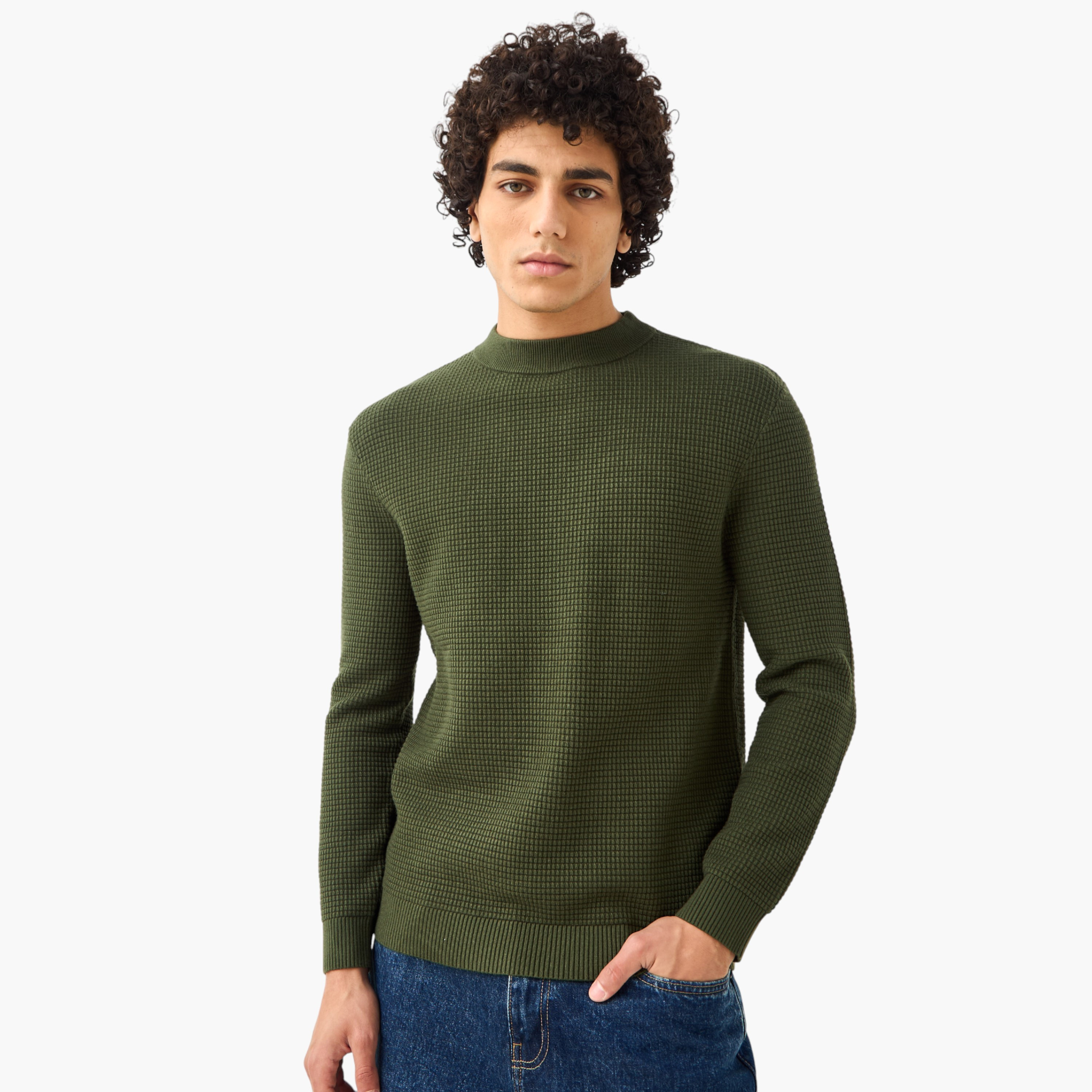 Men High Neck Textured Sweater-men-clothing-sweatersandpullovers-image-2