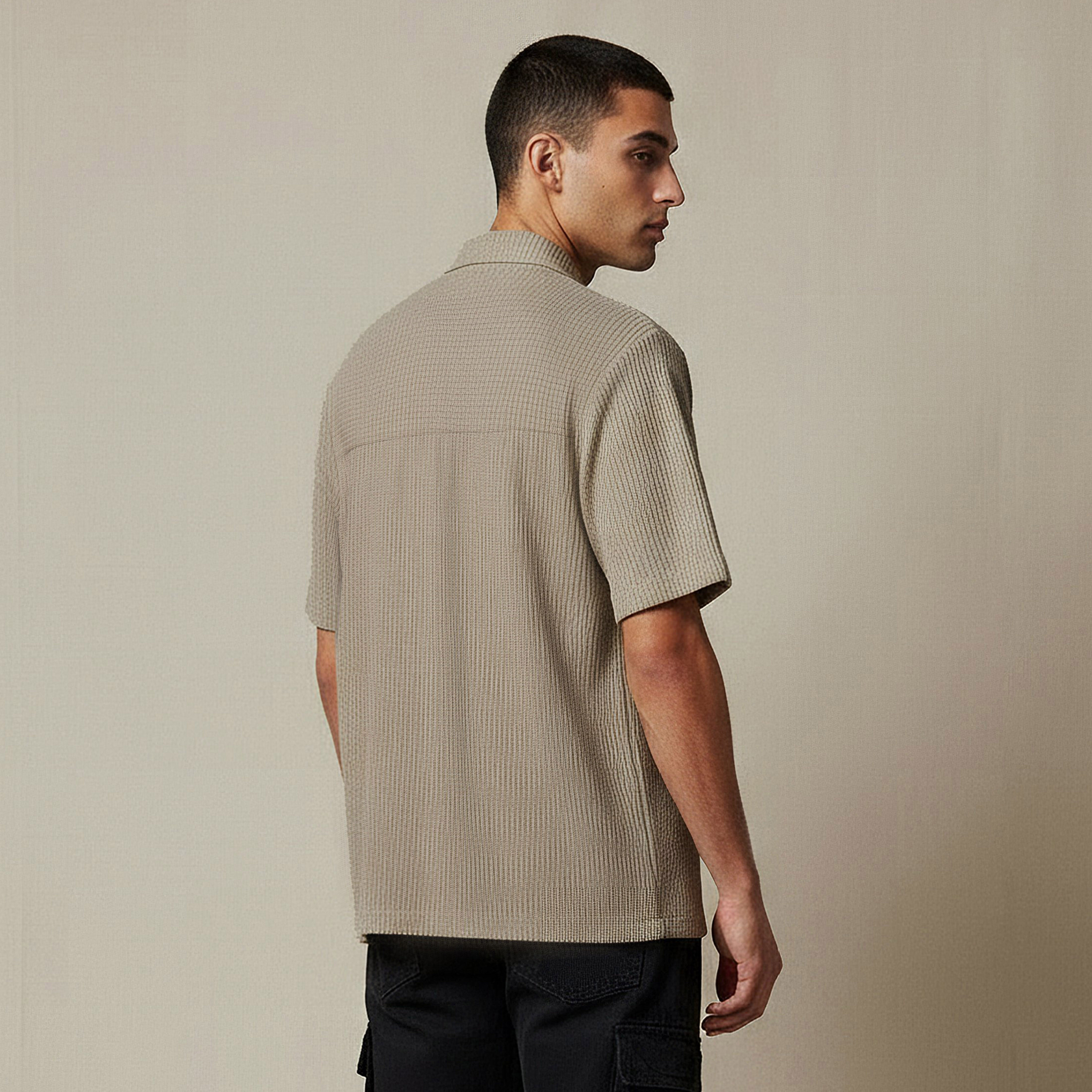 Men Regular Fit Crew Neck Short Sleeve Textured Shirt-men-clothing-tshirtsandpolos-tshirts-image-3