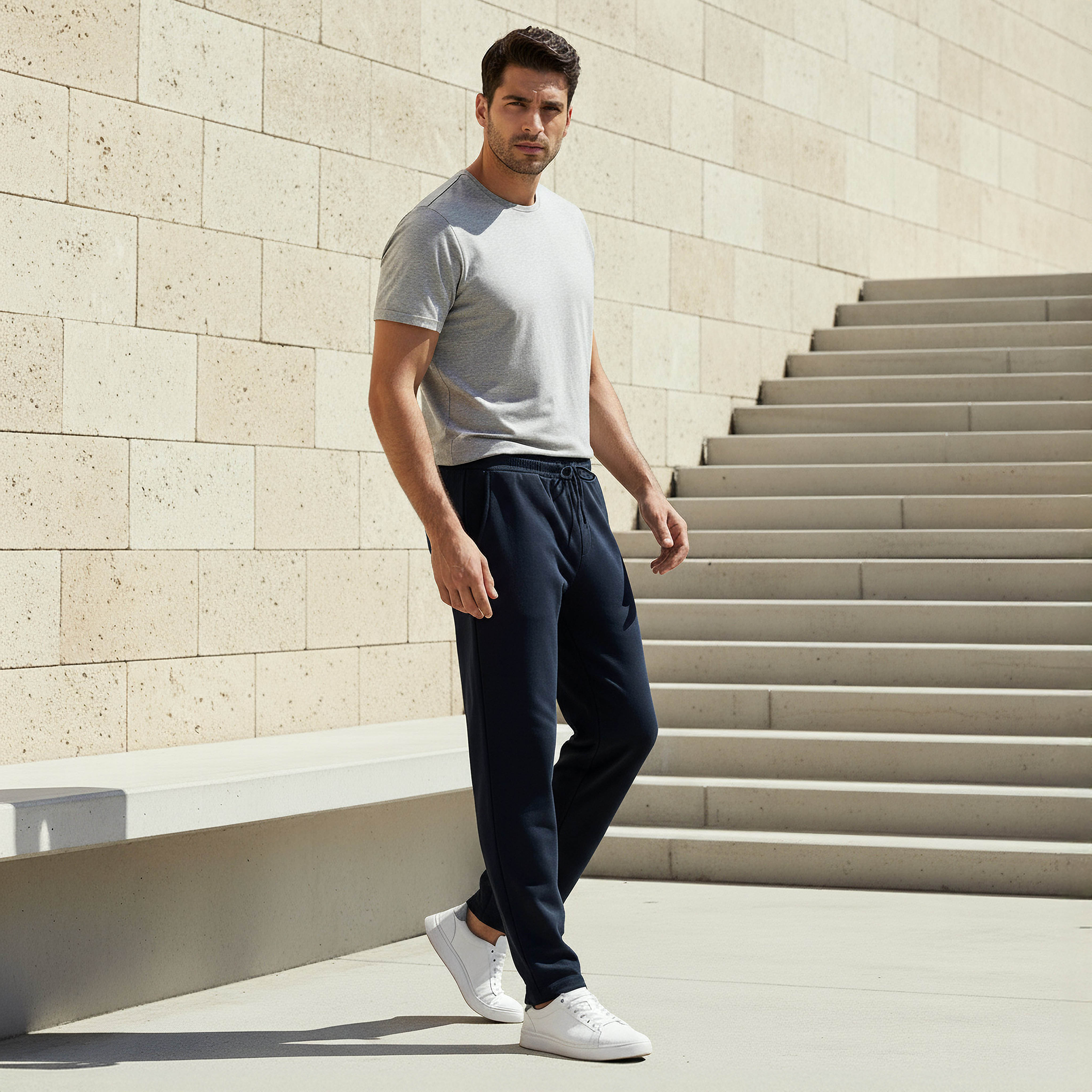 Men Regular Fit Joggers with Pockets-men-clothing-bottoms-joggers-image-2