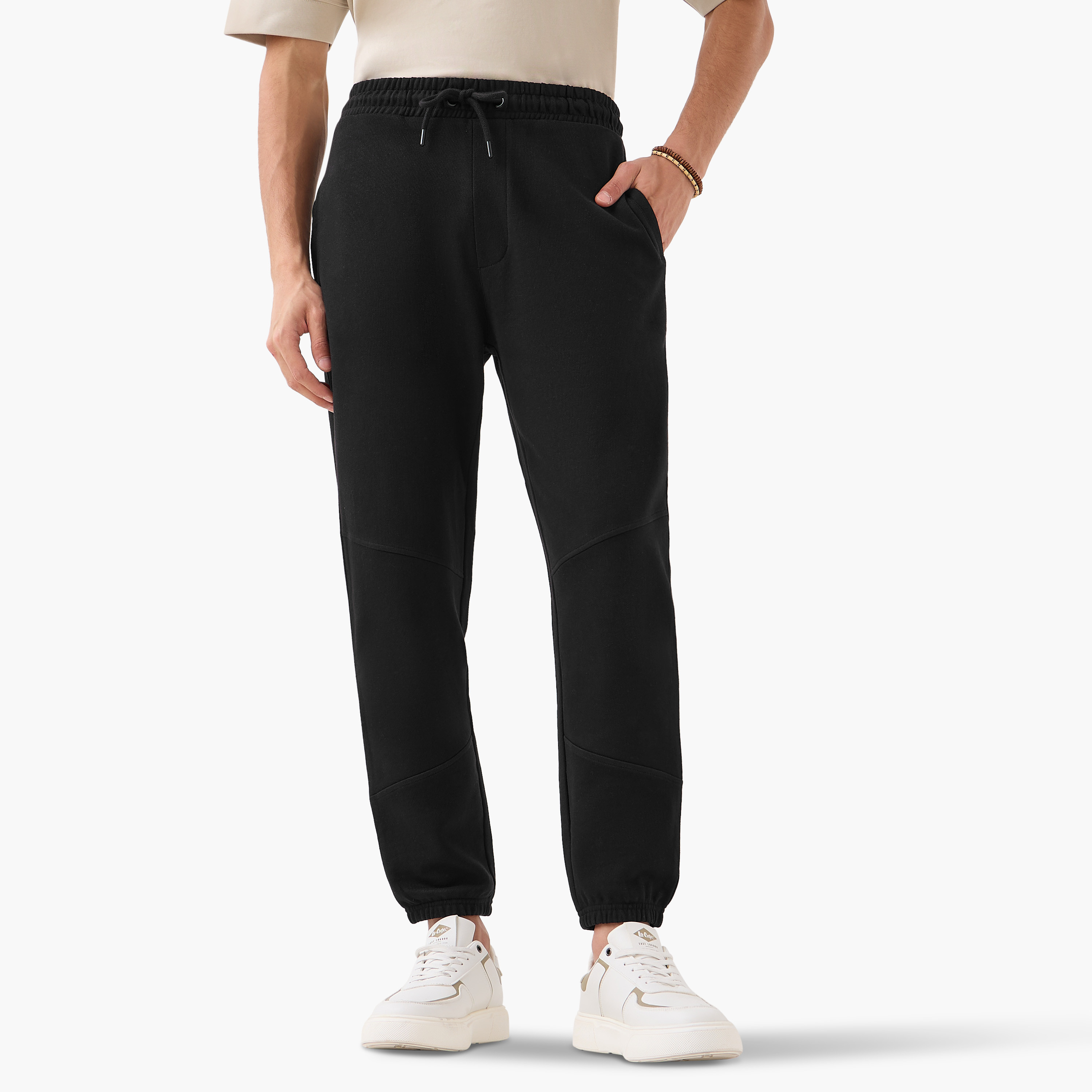 Men Relaxed Fit Joggers with Panel Detail-men-clothing-bottoms-joggers-image-2
