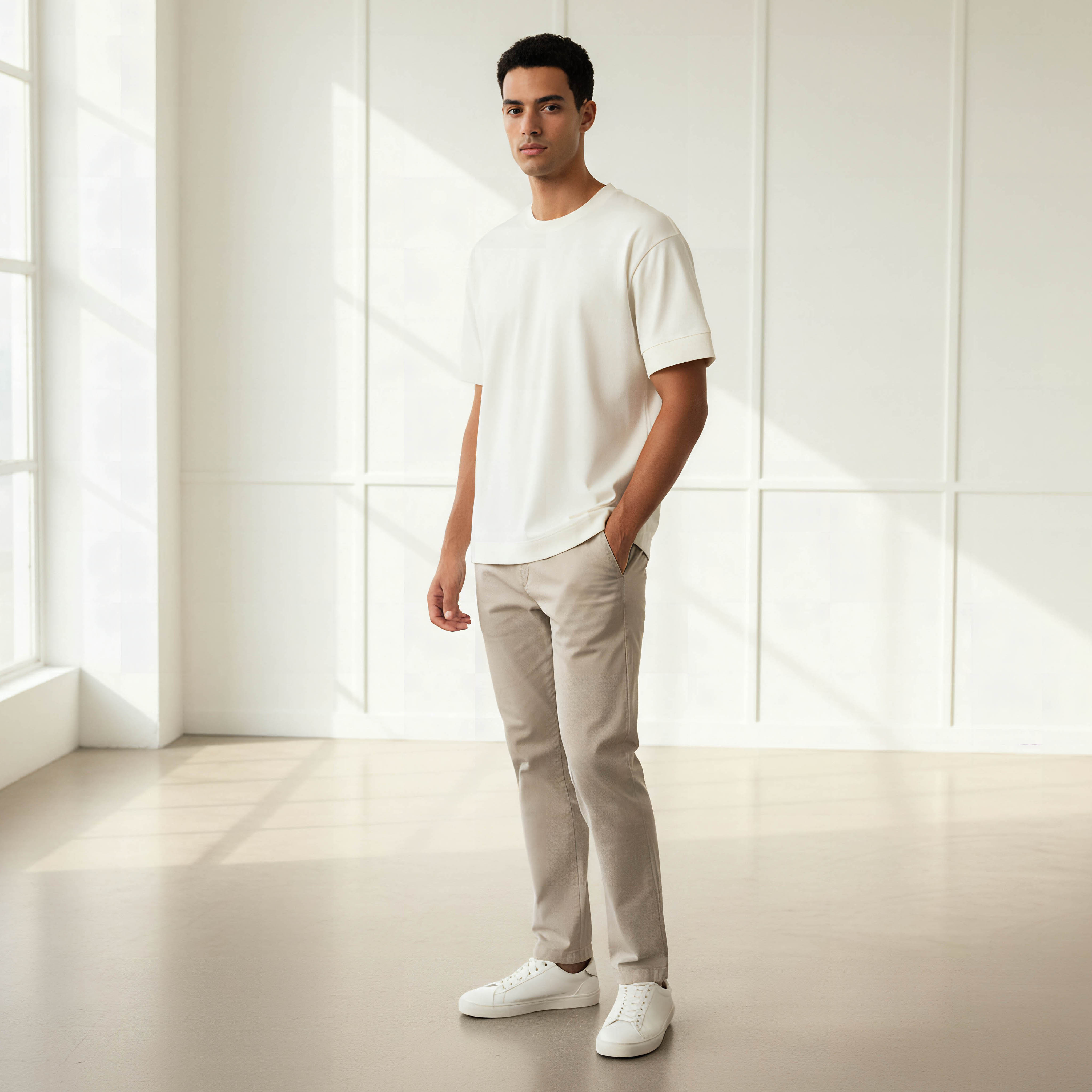 تيشيرت بوكسي رجالي بياقة ضيقة وأكمام قصيرة-men-clothing-tshirtsandpolos-tshirts-image-2