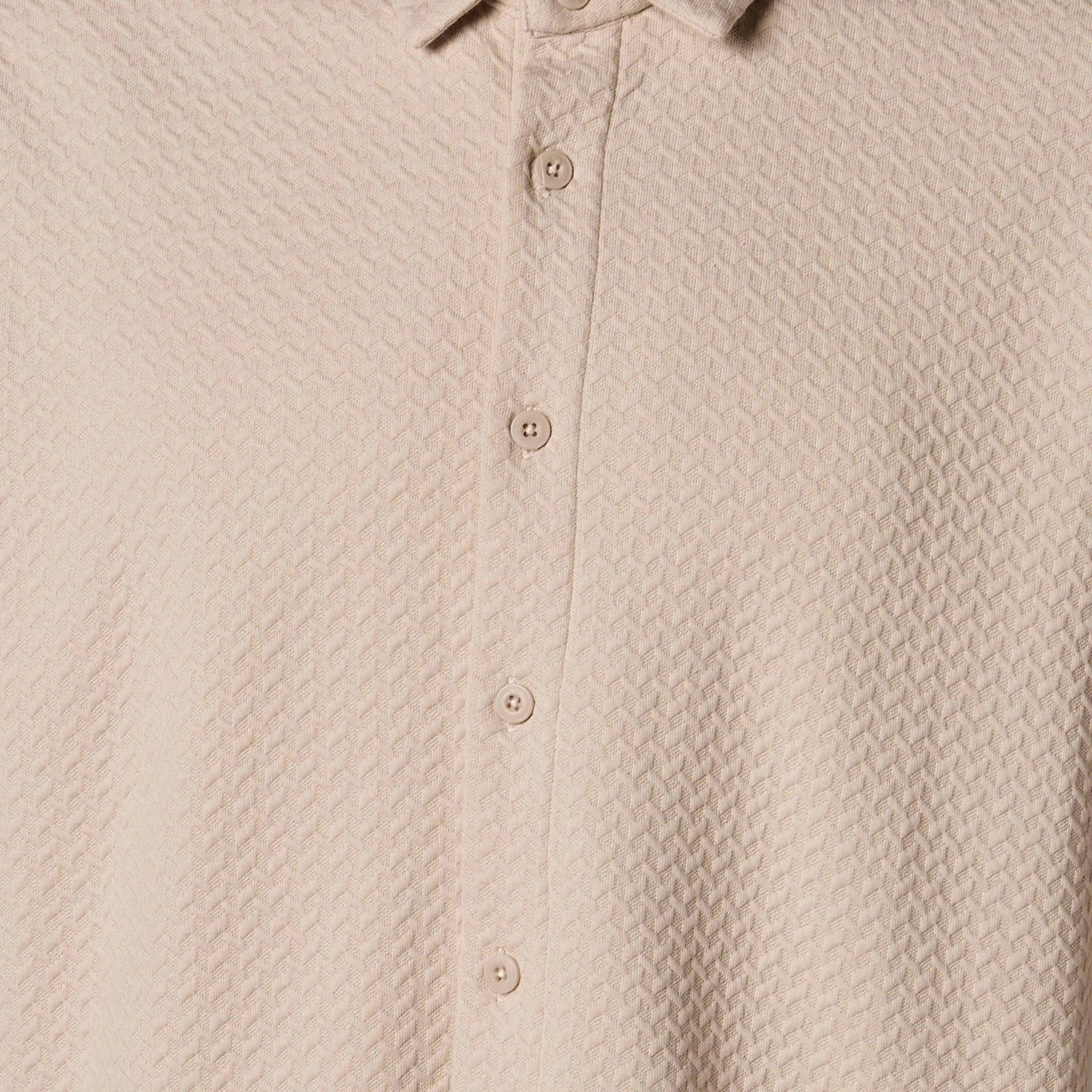 Men Regular Fit Collared Jacquard Textured Long Sleeve Shirt-men-clothing-shirts-image-4