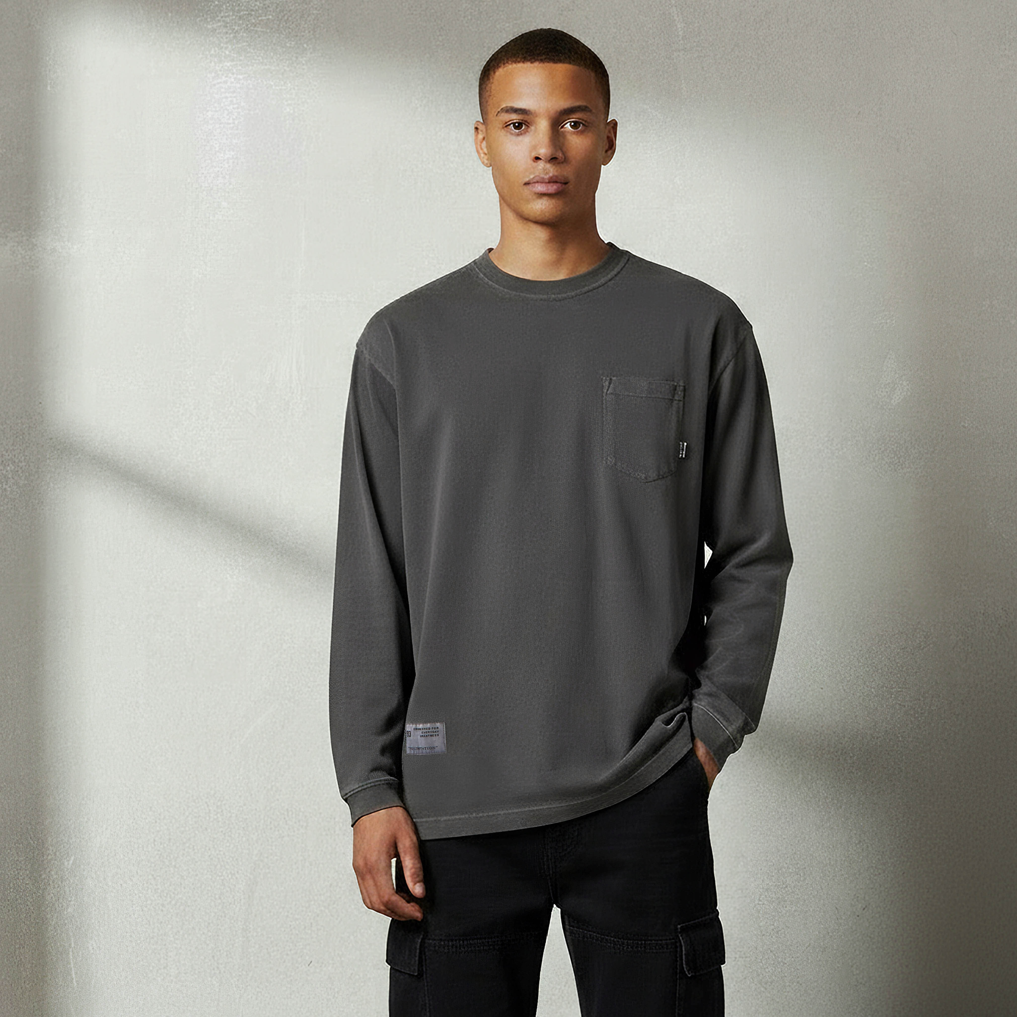Men Regular Fit Crew Neck Long Sleeve Chest Pocket T-shirt-men-clothing-tshirtsandpolos-tshirts-image-2