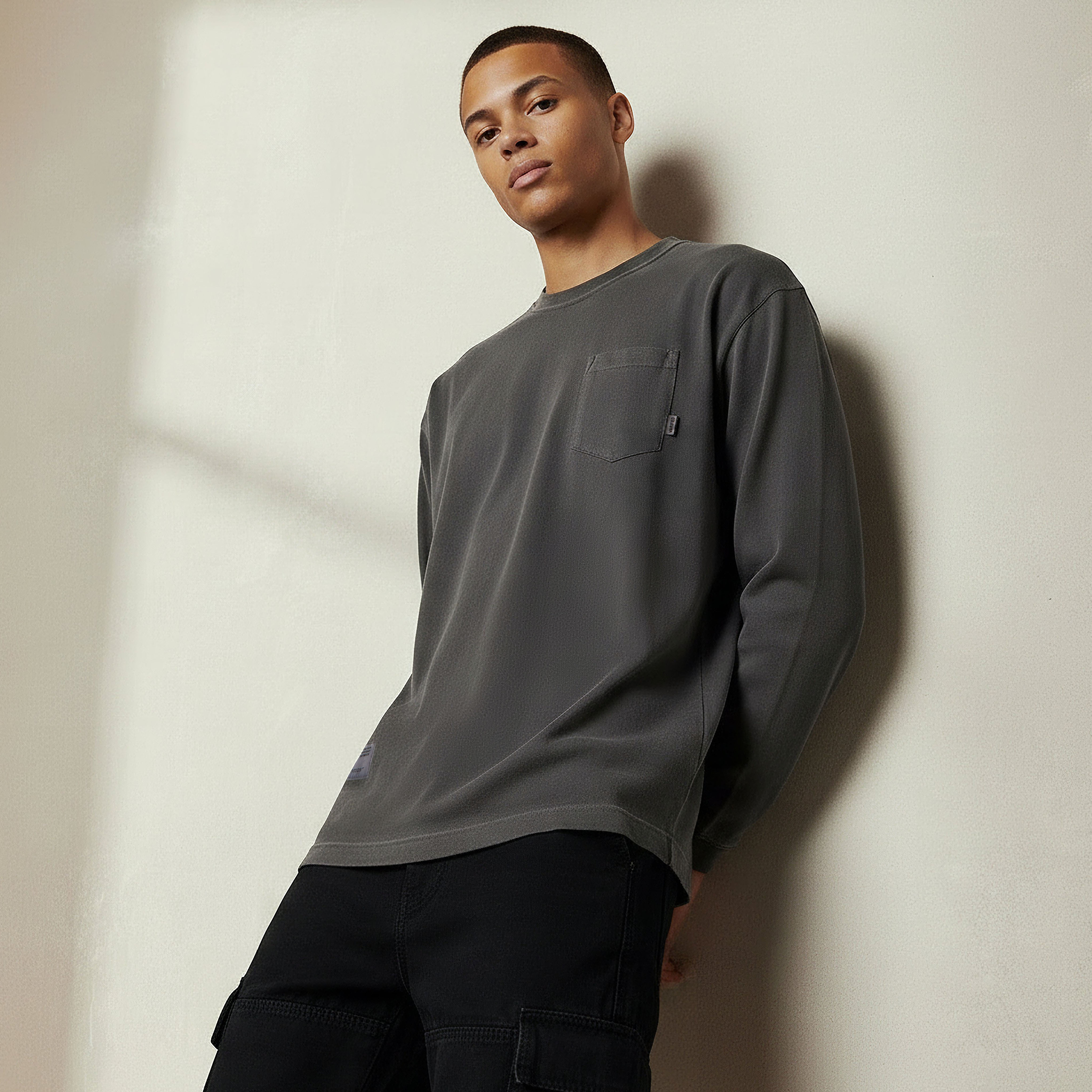Men Regular Fit Crew Neck Long Sleeve Chest Pocket T-shirt-men-clothing-tshirtsandpolos-tshirts-image-1