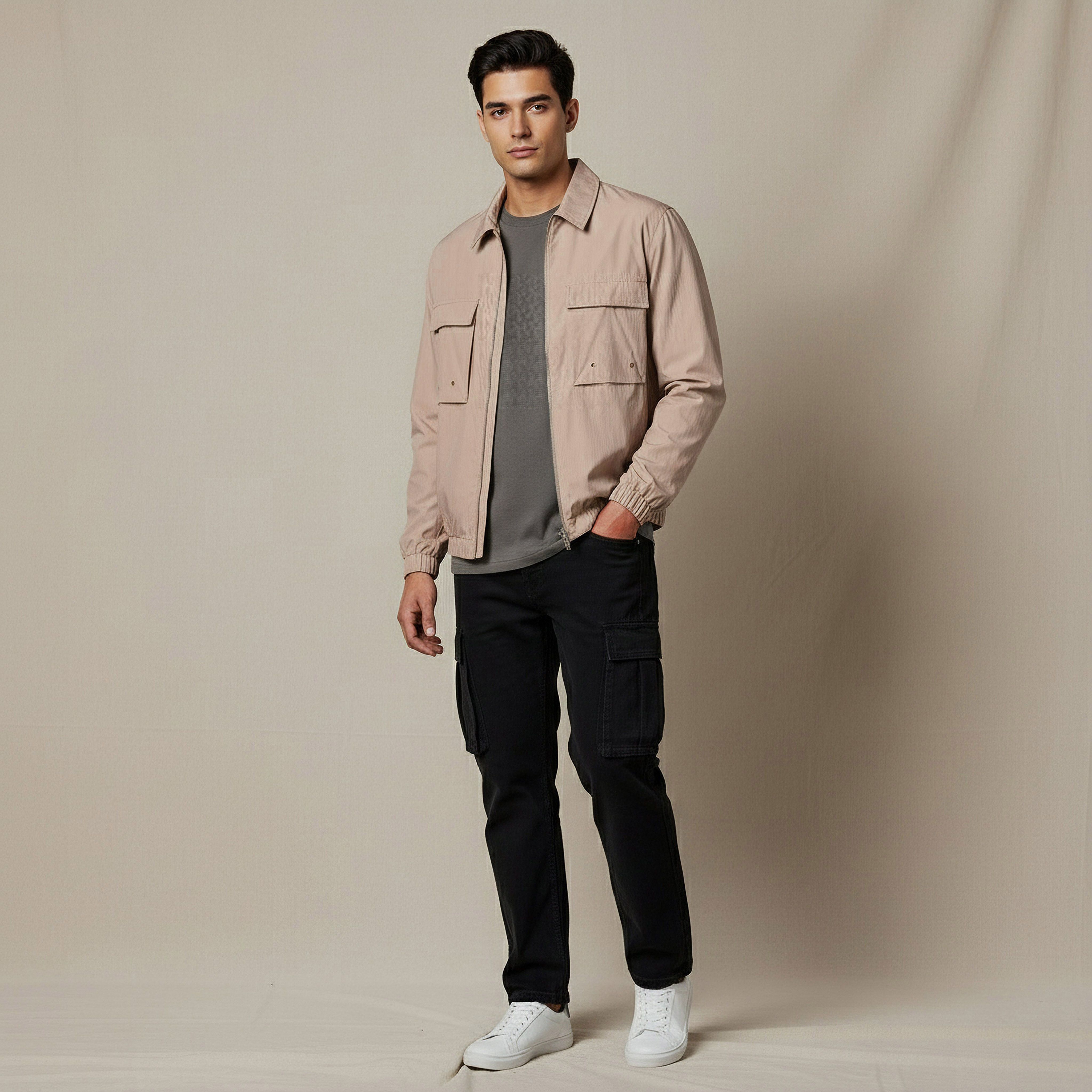 Men Regular Fit Zip Through Bomber Jacket-men-clothing-jacketsandblazers-jackets-image-2