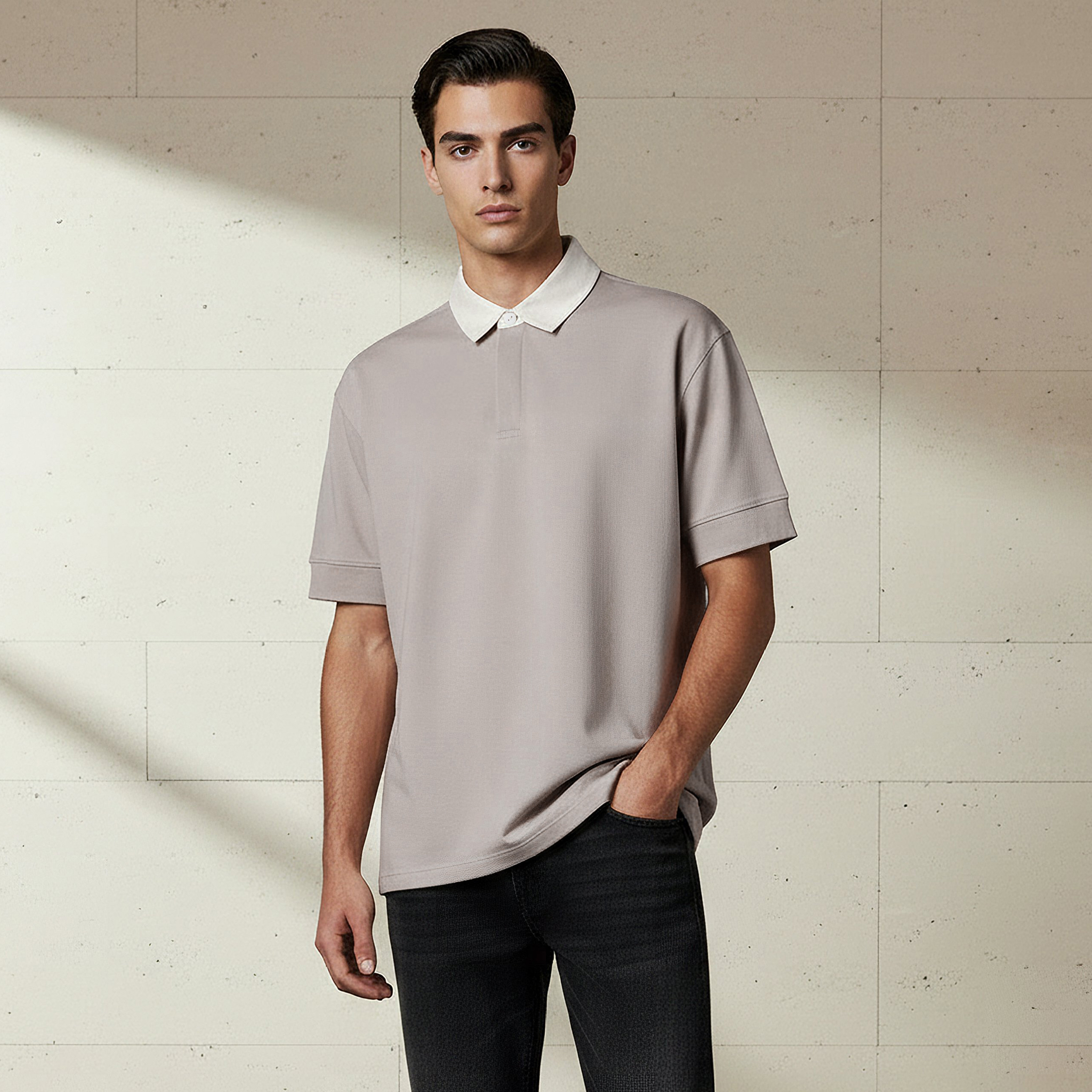 Men Short Sleeves Contast Collar Polo T-shirt-men-clothing-tshirtsandpolos-polos-image-1