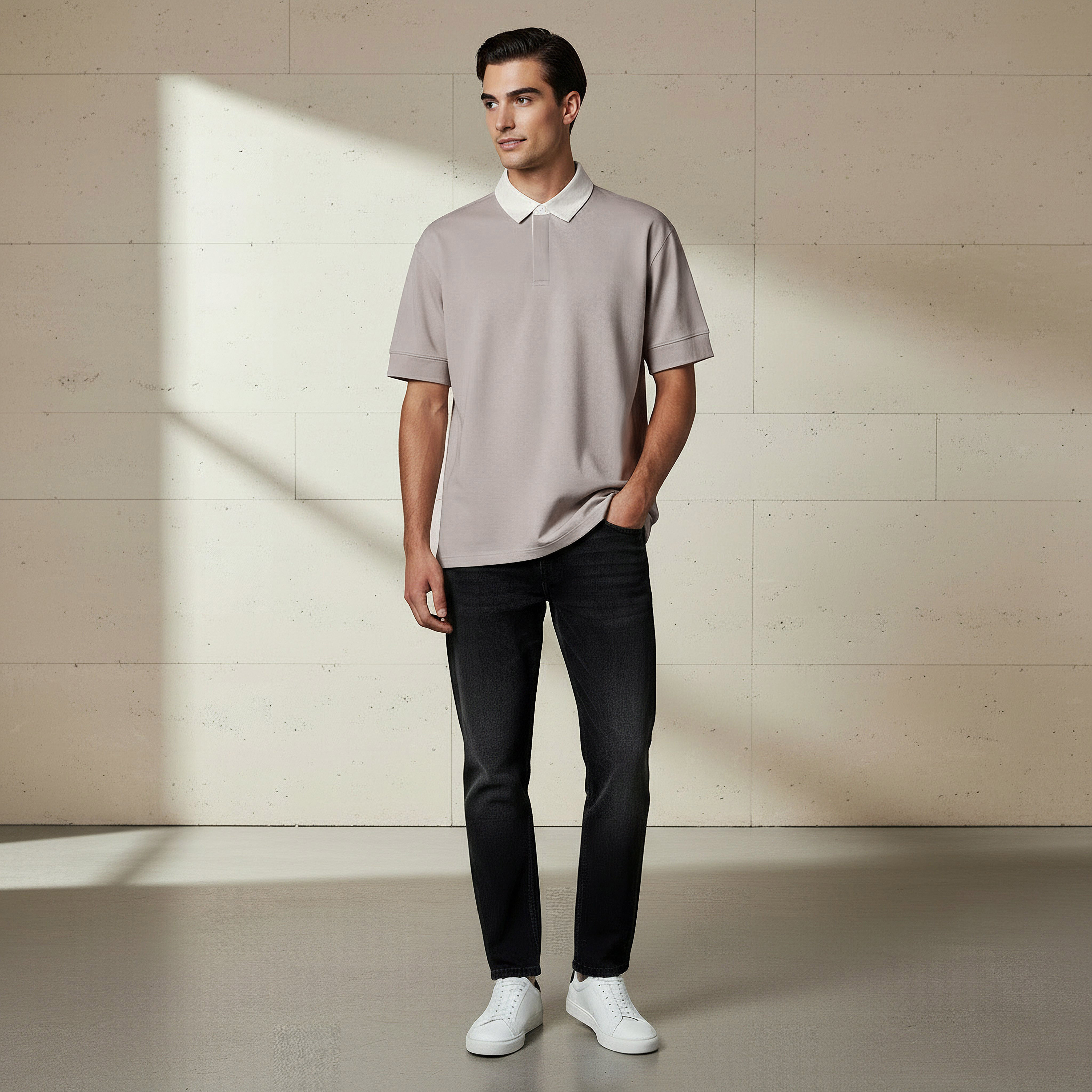 Men Short Sleeves Contast Collar Polo T-shirt-men-clothing-tshirtsandpolos-polos-image-2