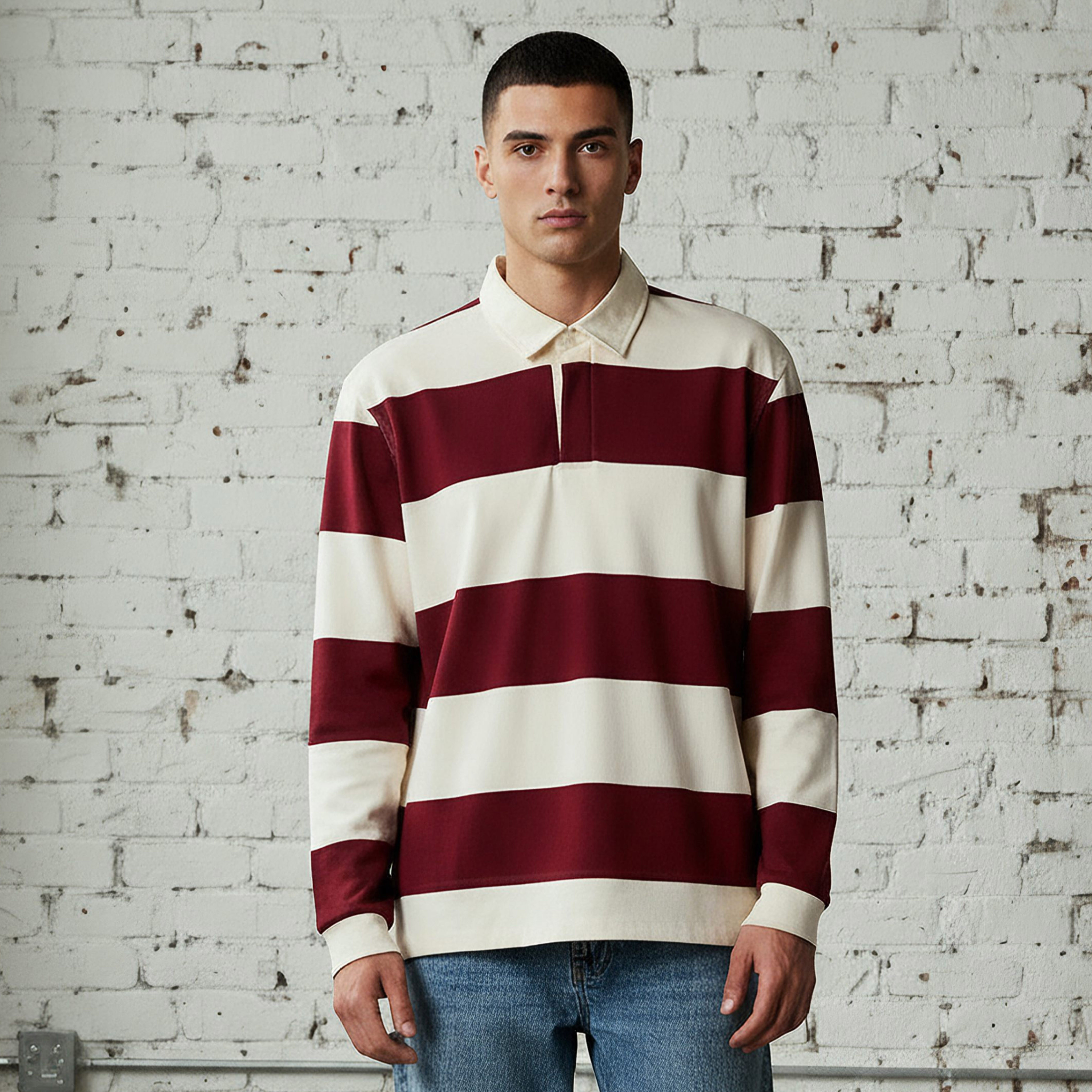 Men Regular Fit Striped Rugby Sweatshirt-men-winterwear-hoodiesandsweatshirts-image-3