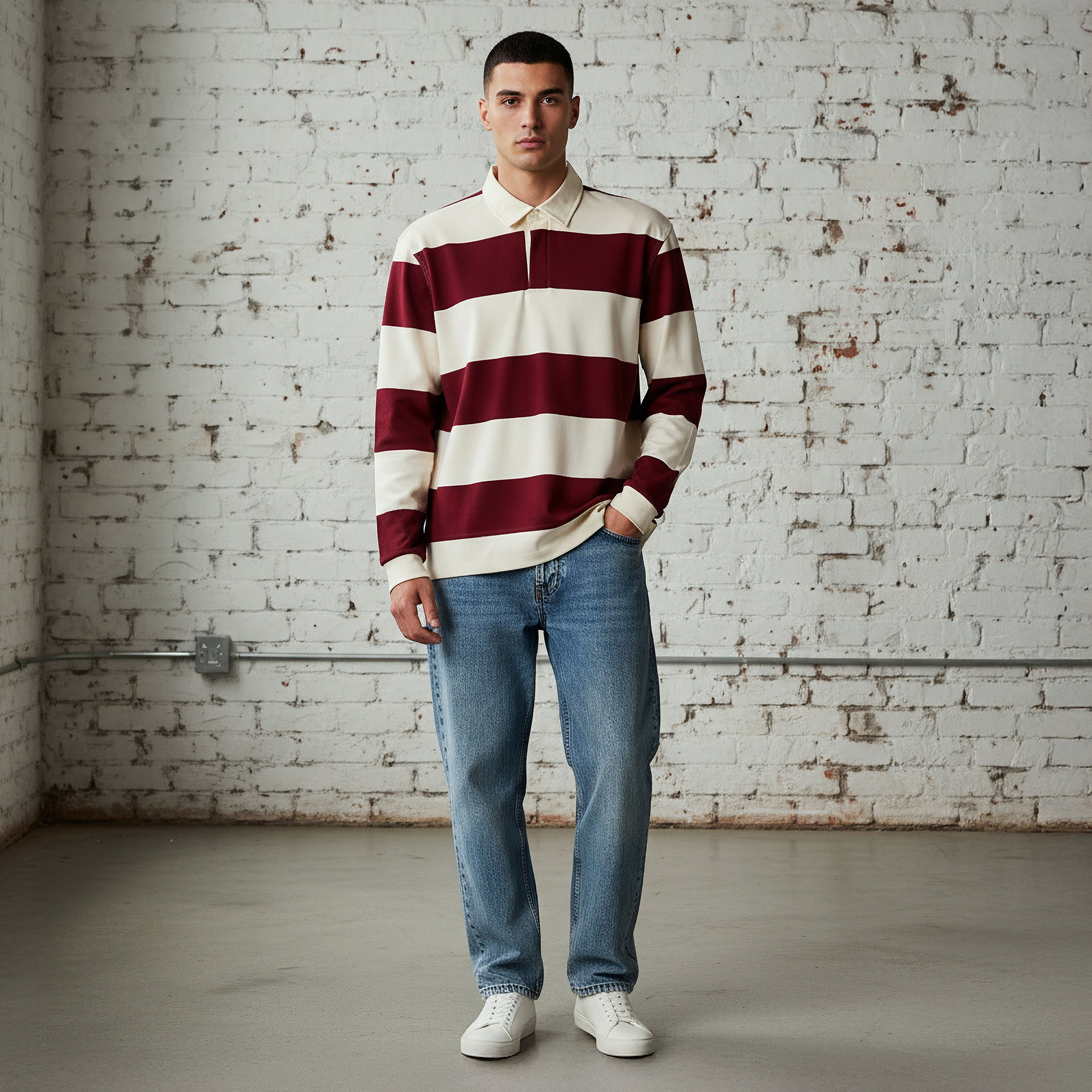 Men Regular Fit Striped Rugby Sweatshirt-men-winterwear-hoodiesandsweatshirts-image-4