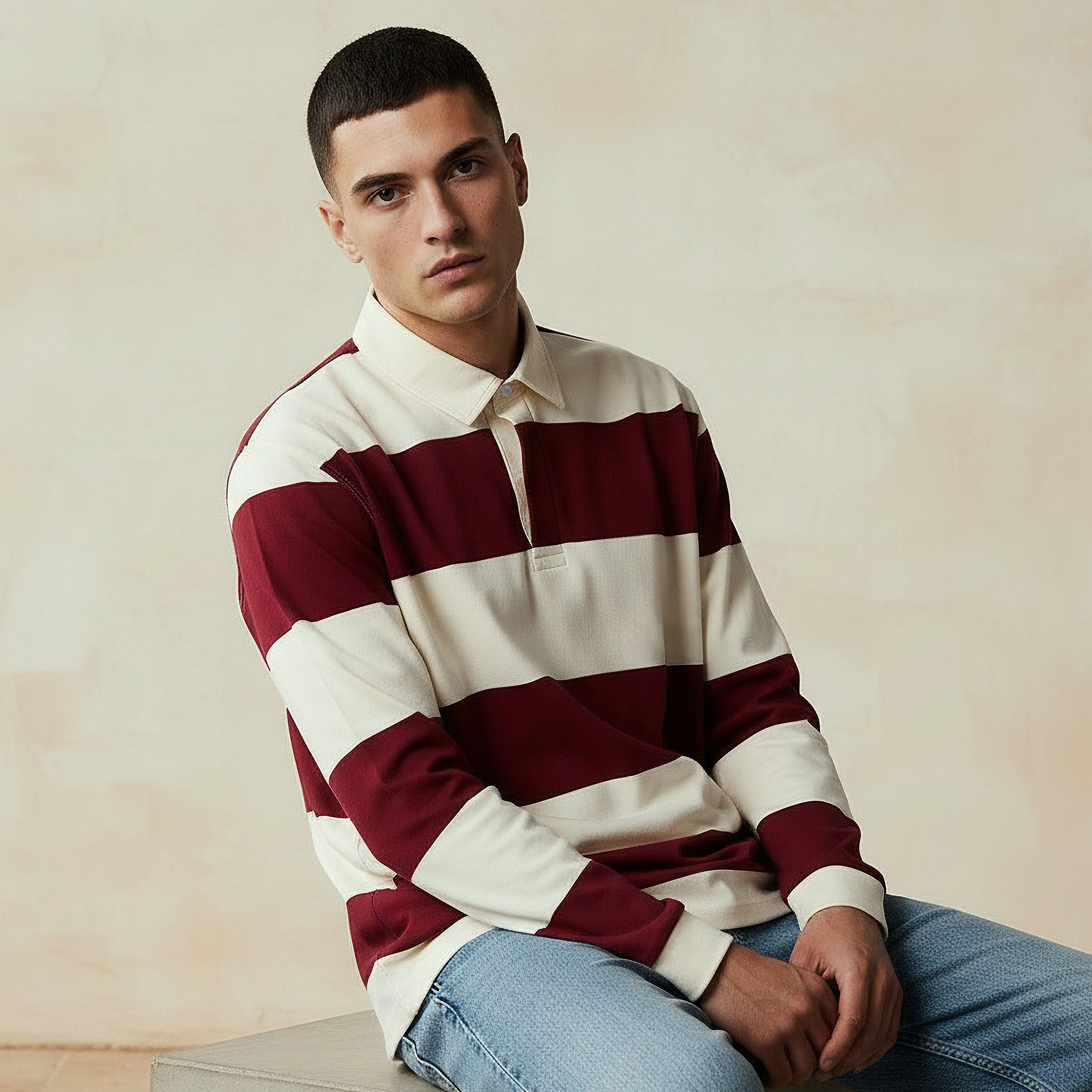 Men Regular Fit Striped Rugby Sweatshirt-men-winterwear-hoodiesandsweatshirts-image-1