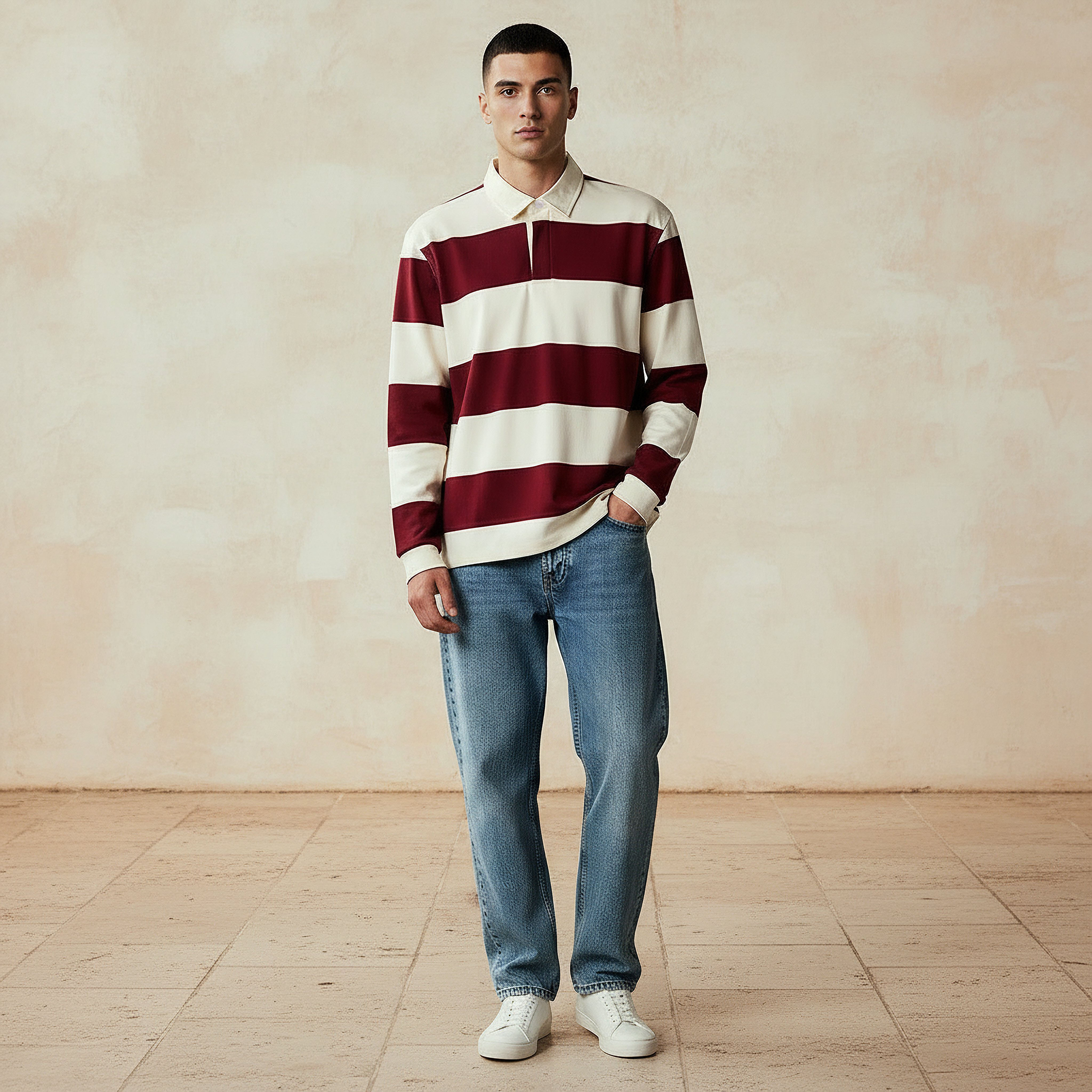 Men Regular Fit Striped Rugby Sweatshirt-men-winterwear-hoodiesandsweatshirts-image-2