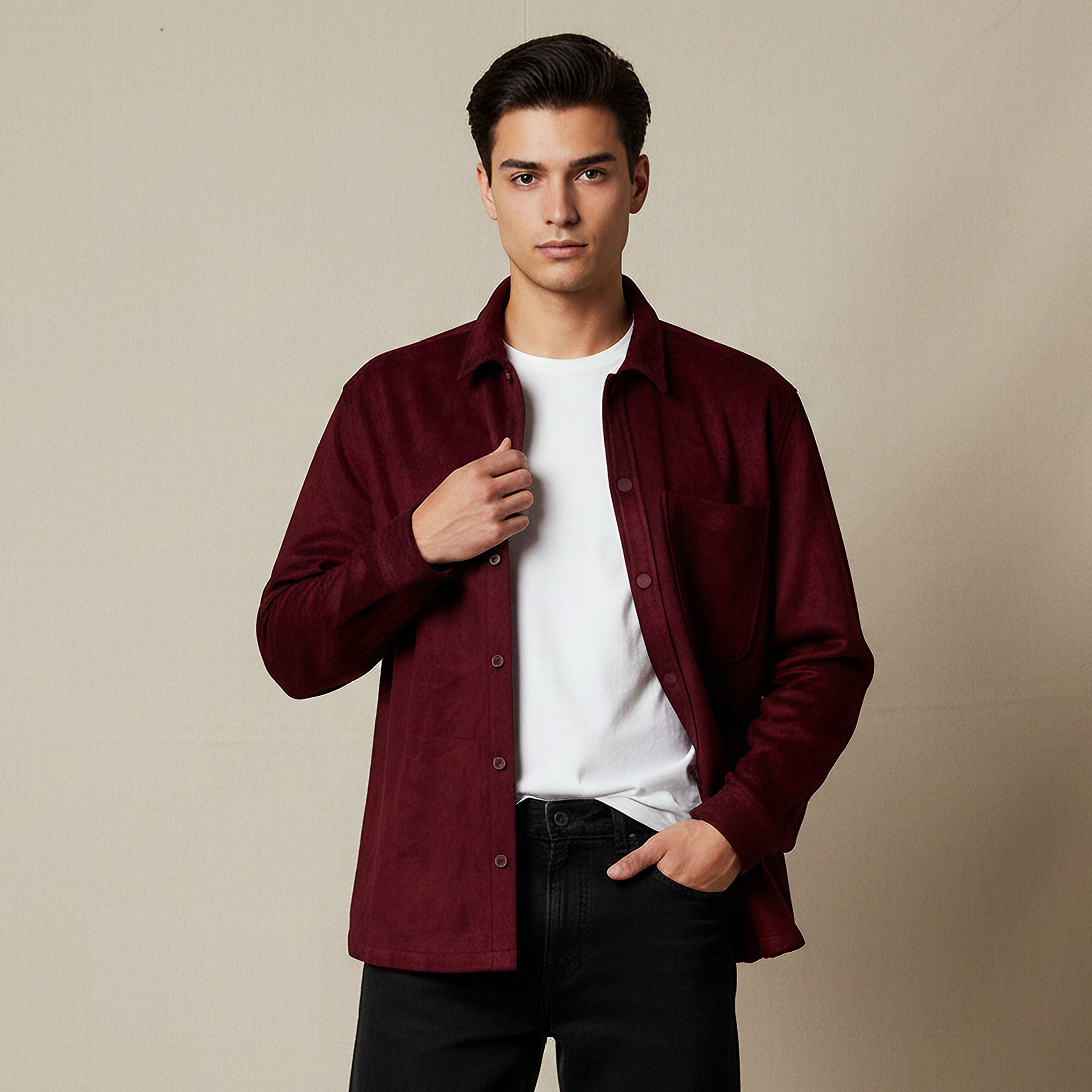 Men Regular Fit Suede Shacket-men-clothing-jacketsandblazers-jackets-image-1