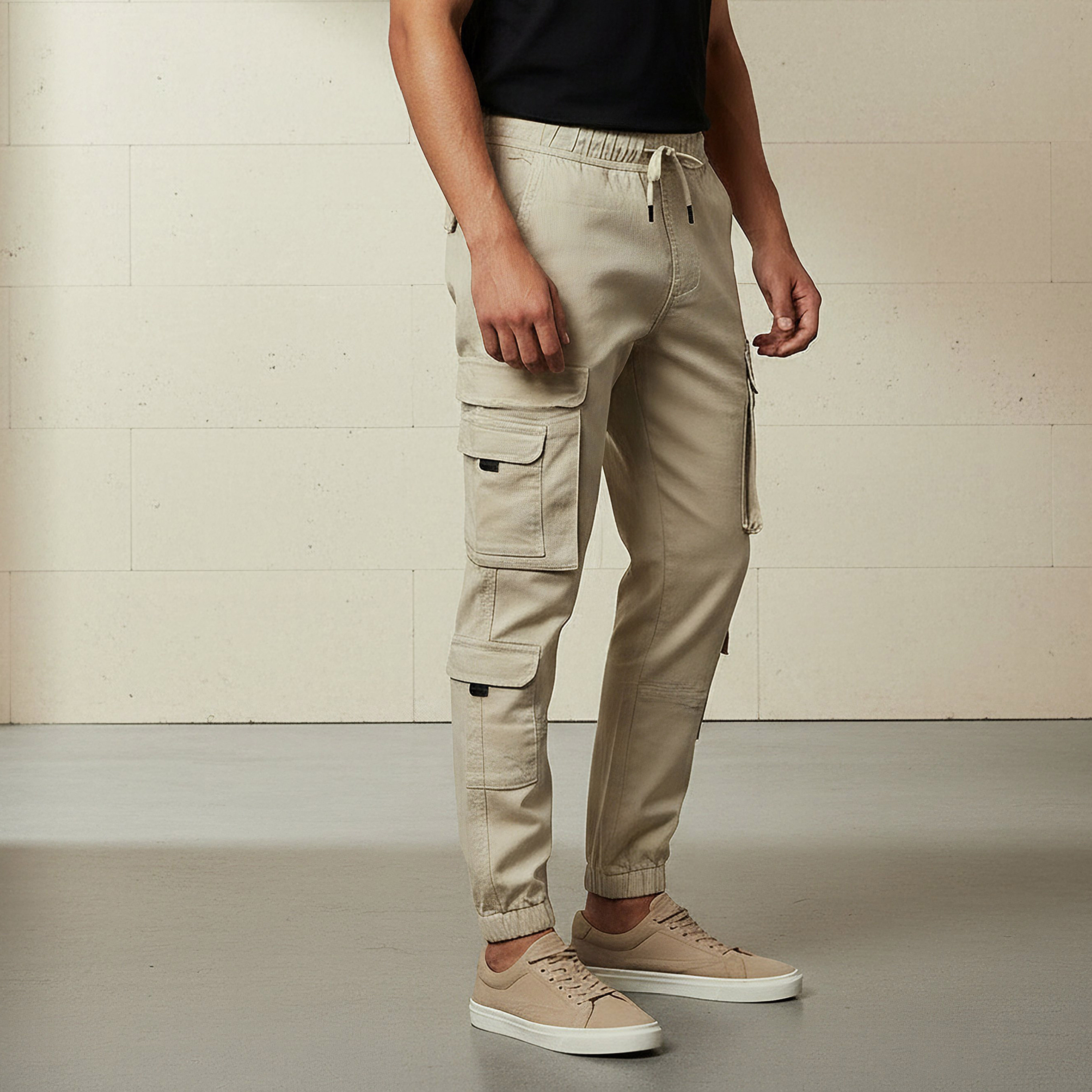 Men Regular Fit Cargo Trousers-men-clothing-bottoms-trousersandchinos-trousers-image-1