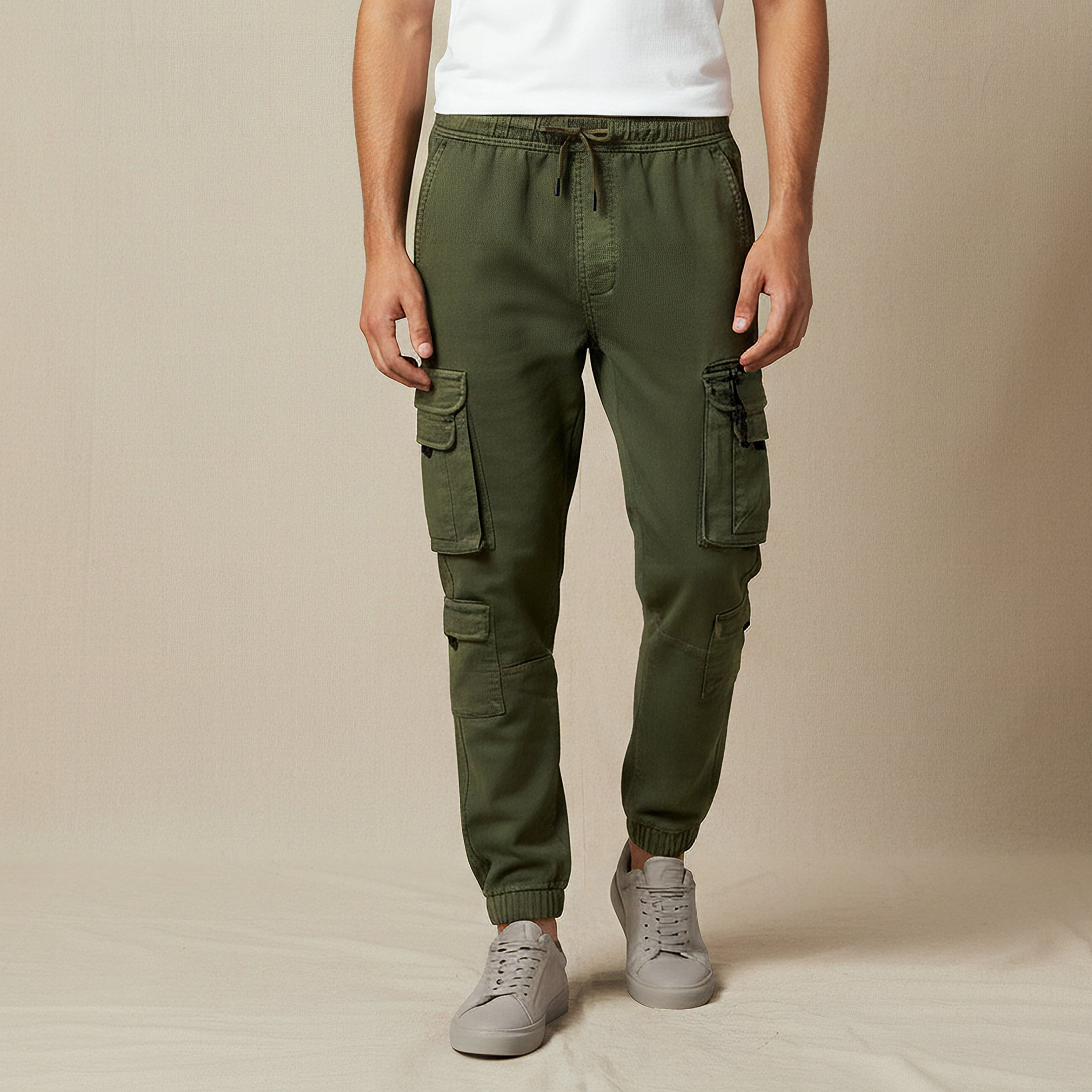 Men Regular Fit Cargo Trousers-men-clothing-bottoms-trousersandchinos-trousers-image-1