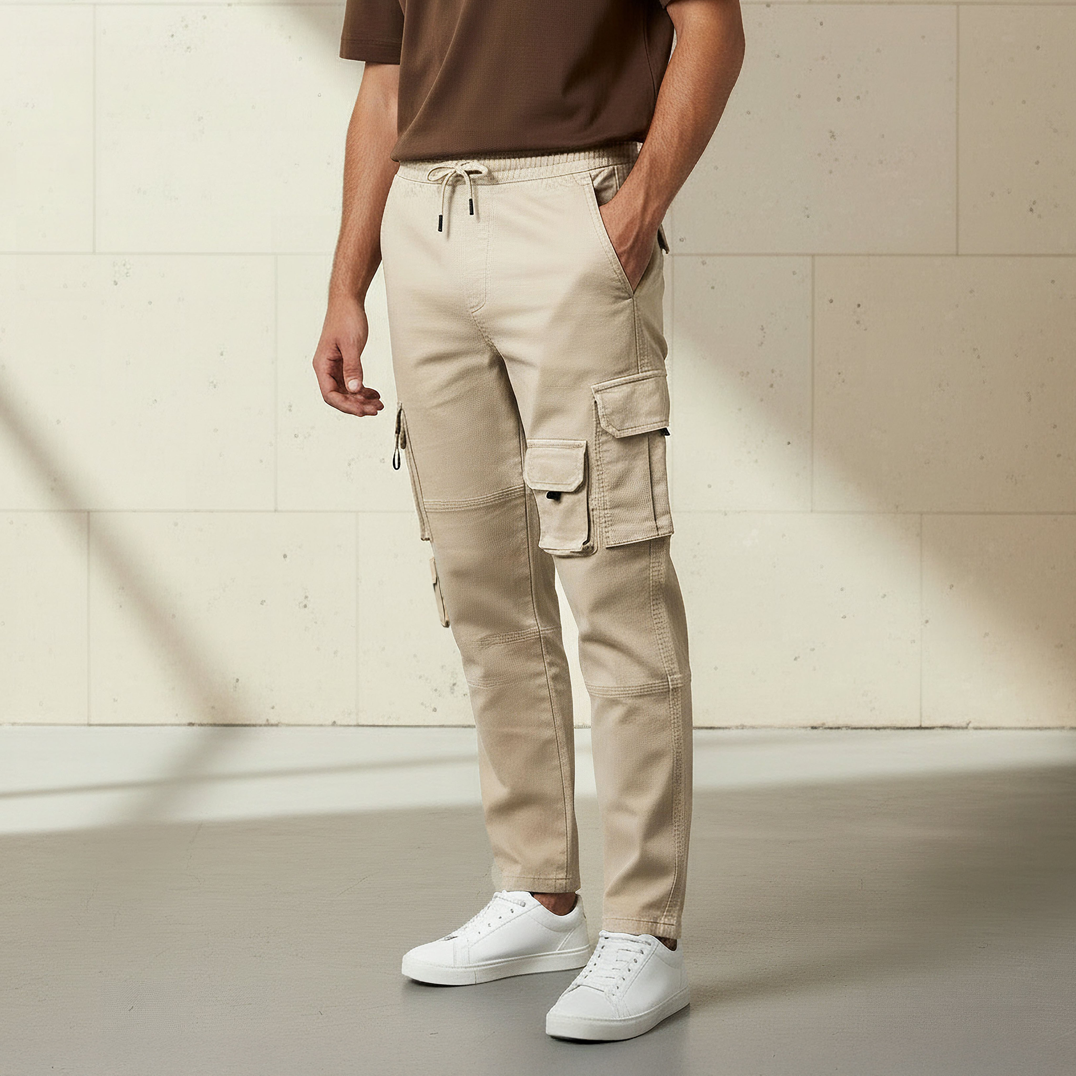 Men Regular Fit Cargo Trousers-men-clothing-bottoms-joggers-image-1
