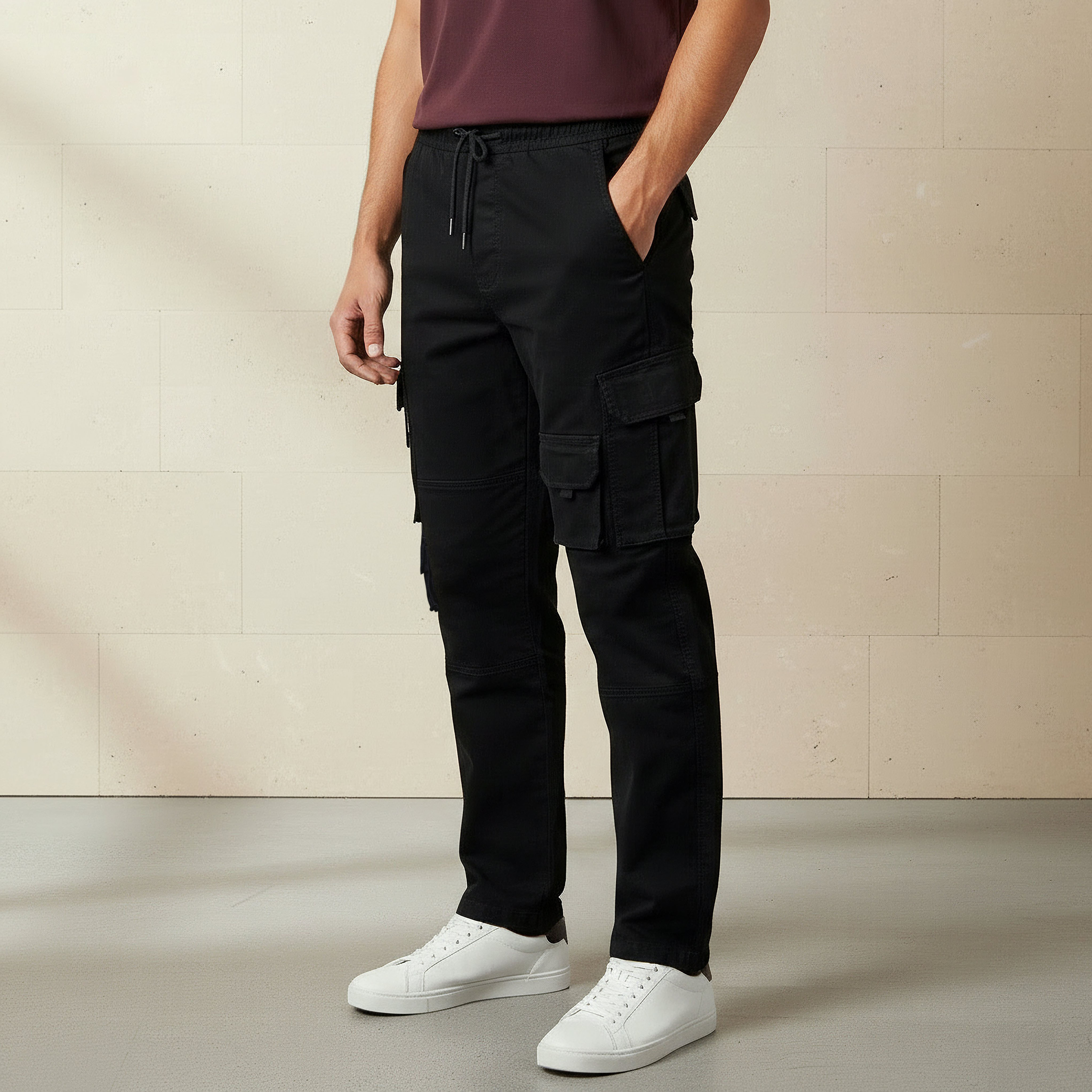 Men Regular Fit Cargo Trousers-men-clothing-bottoms-joggers-image-1
