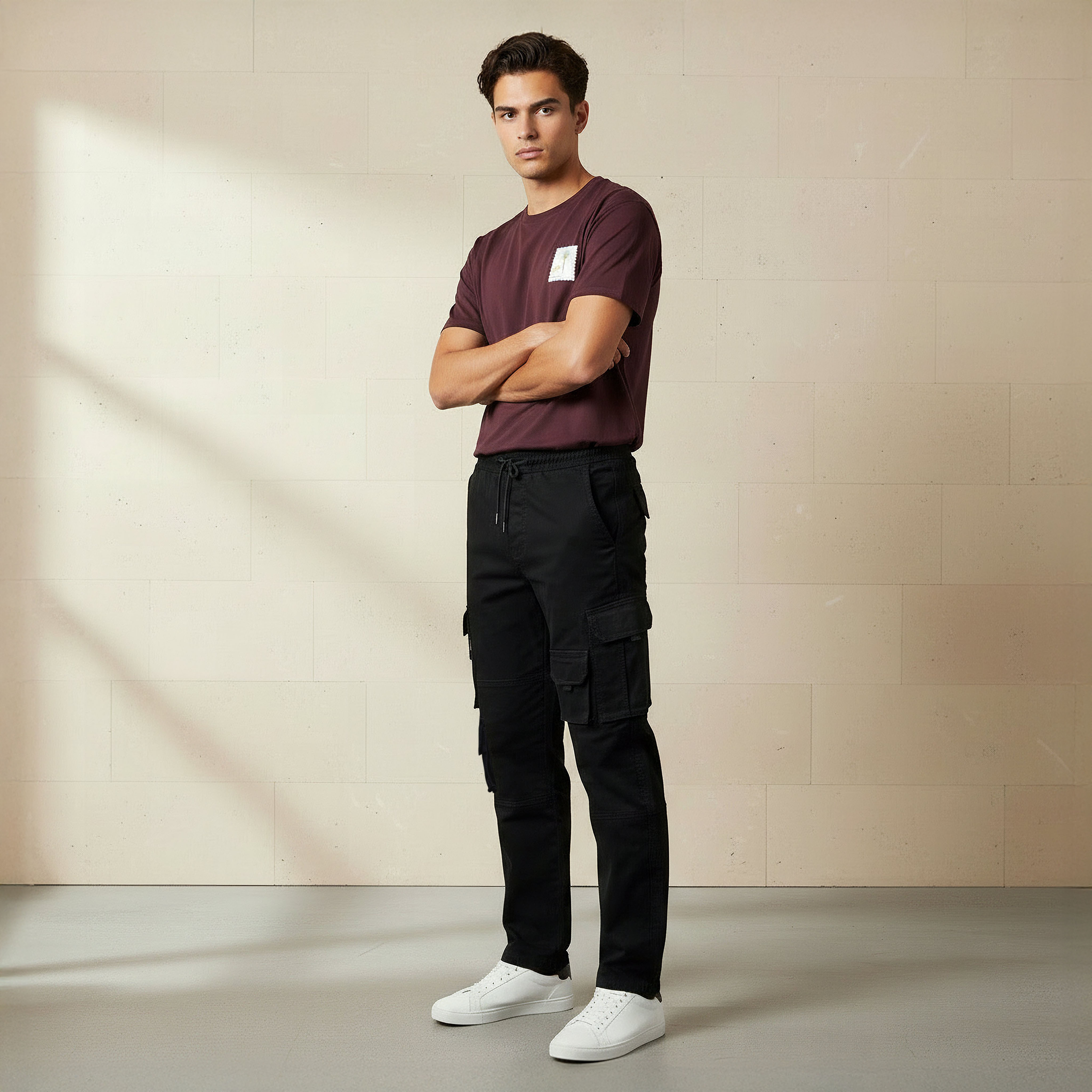 Men Regular Fit Cargo Trousers-men-clothing-bottoms-joggers-image-3