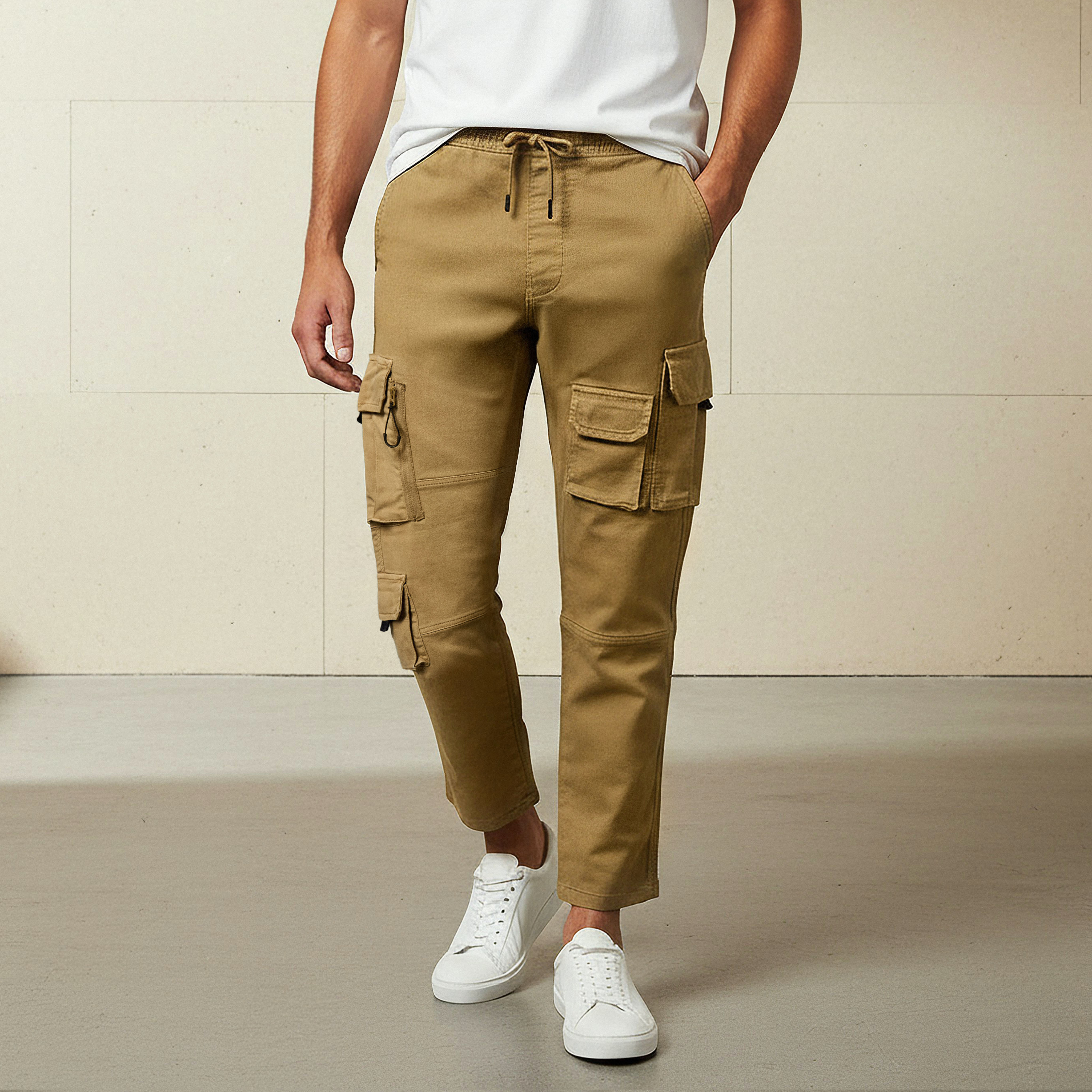 Men Regular Fit Cargo Trousers-men-clothing-bottoms-joggers-image-1