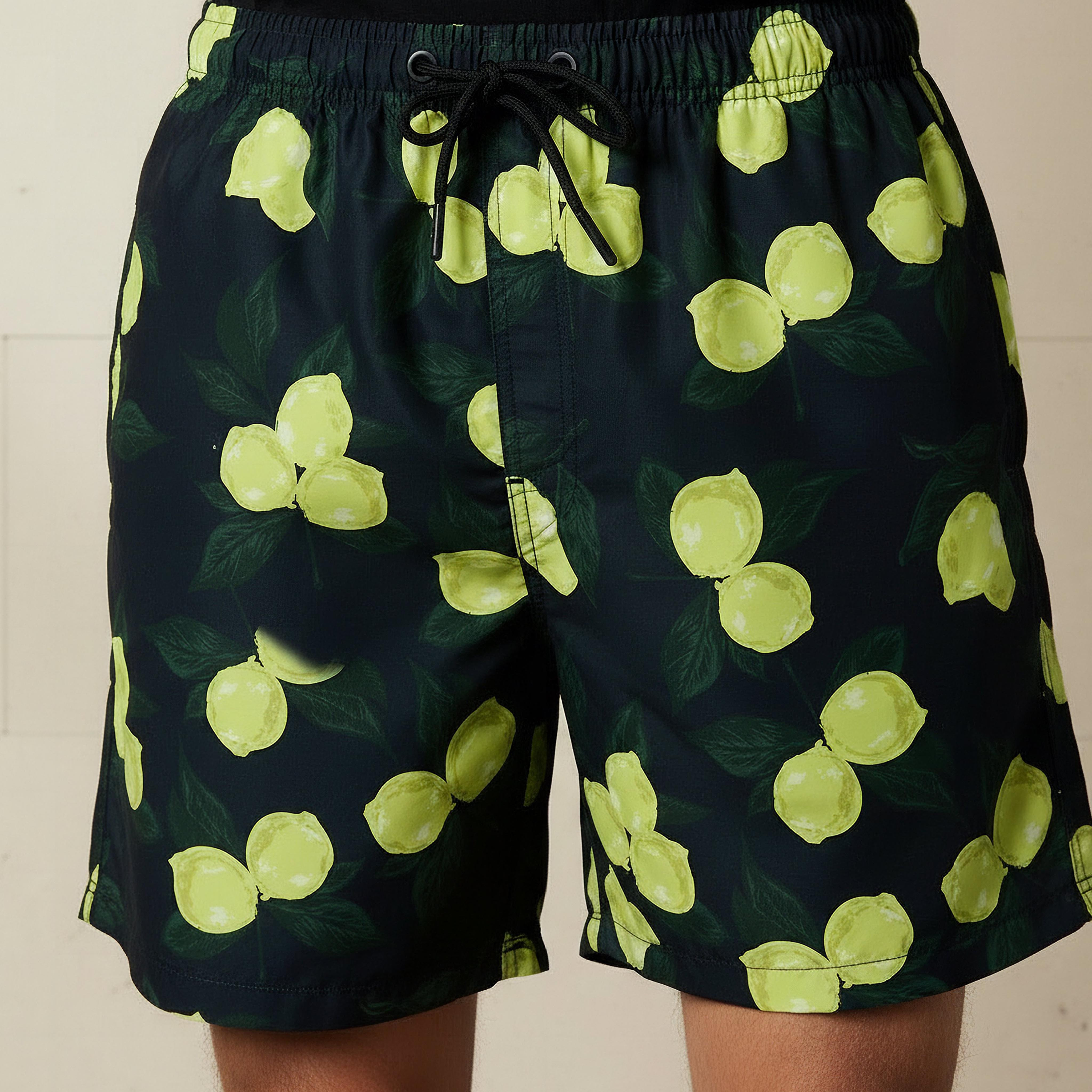 Men Lemon Print Swim Shorts-sports-men-clothing-swimwear-image-4