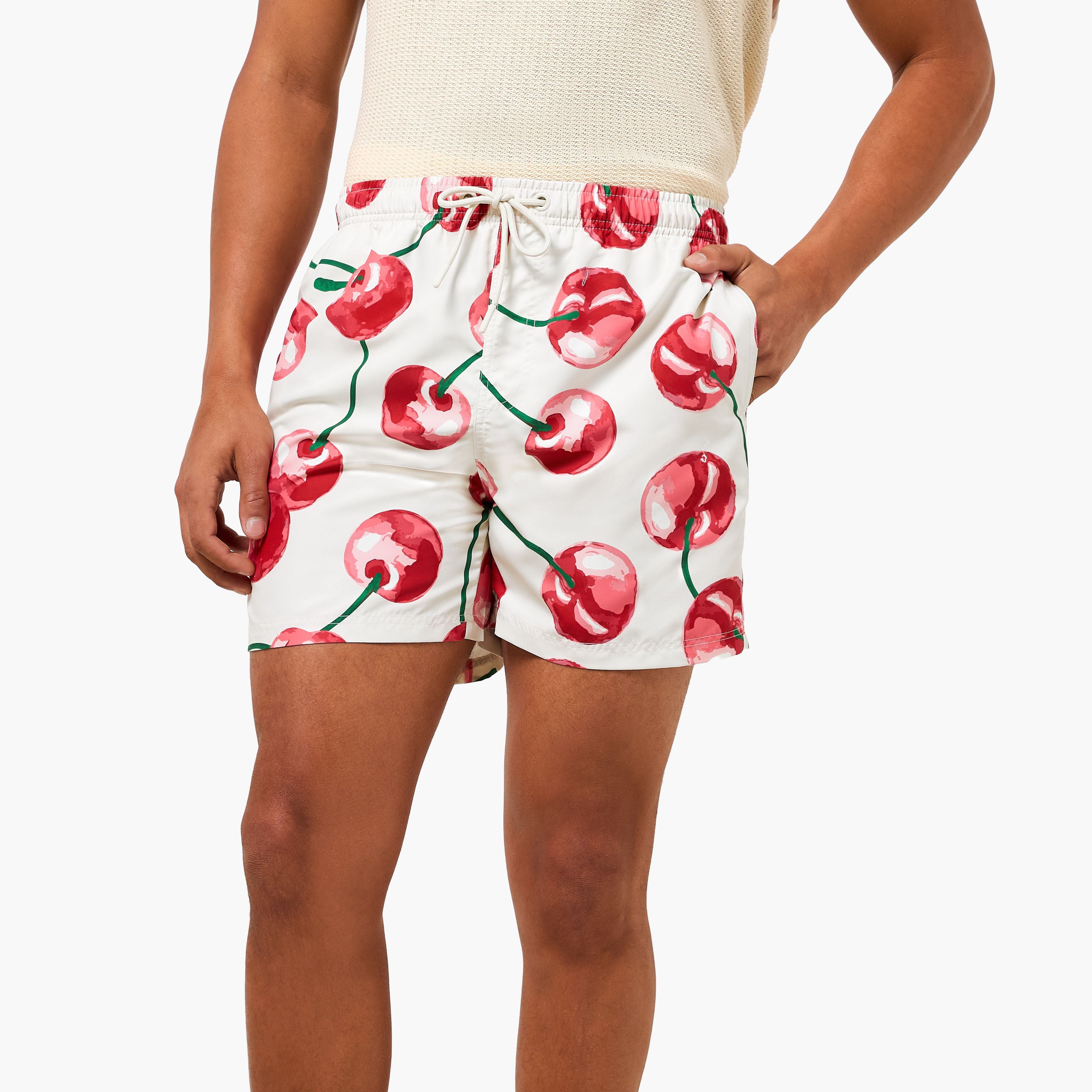 Men Cherry Print Swim Shorts-sports-men-clothing-swimwear-image-1
