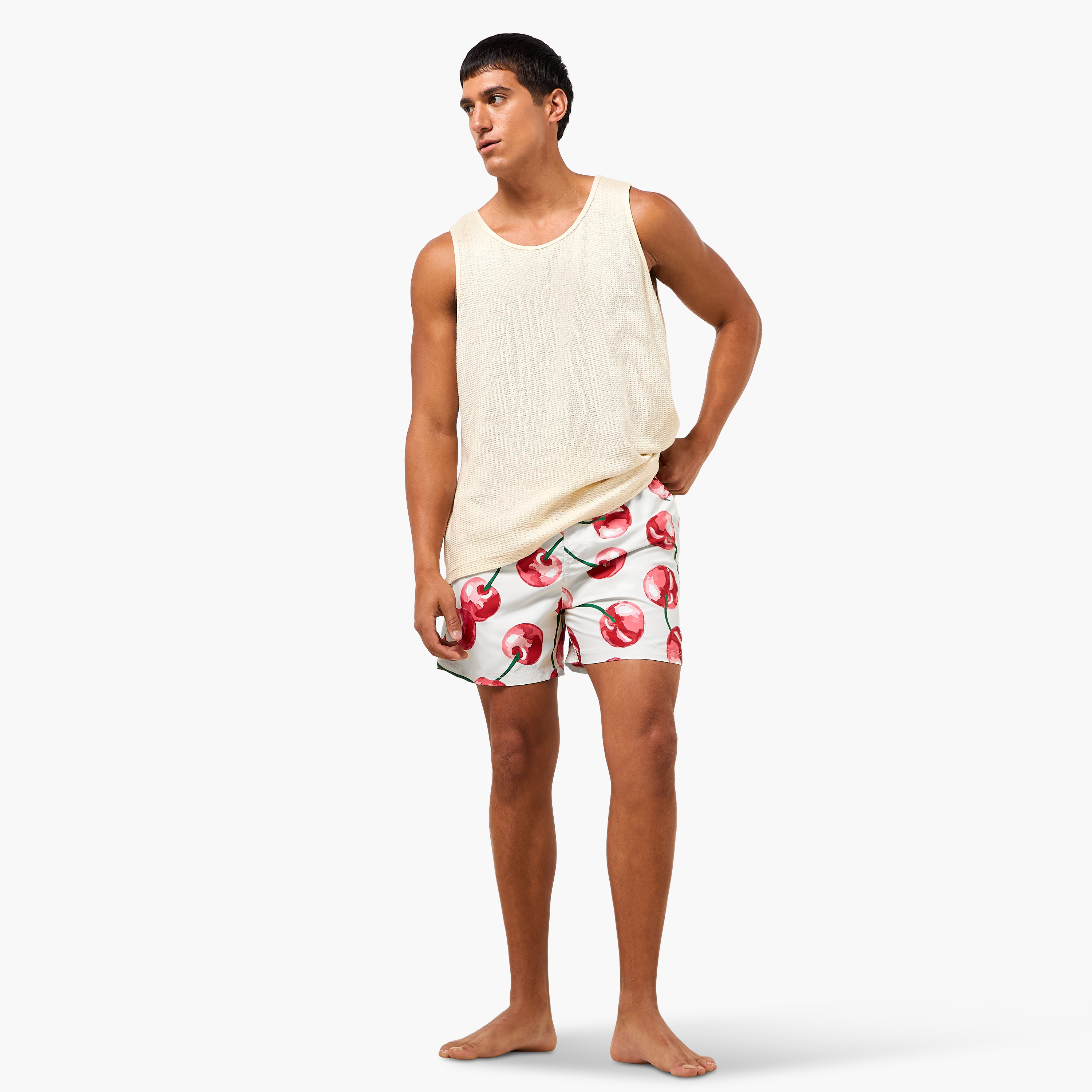 Men Cherry Print Swim Shorts-sports-men-clothing-swimwear-image-3