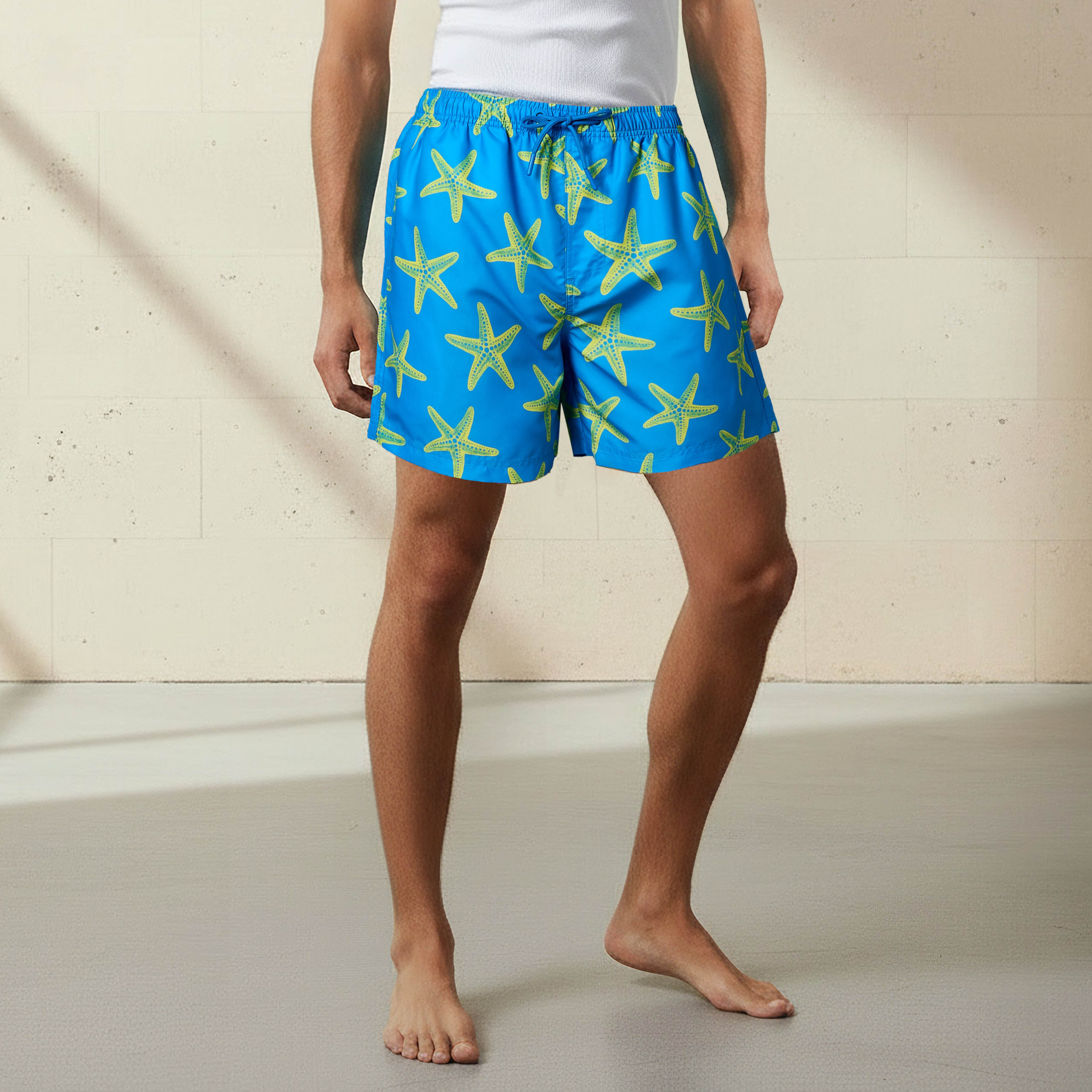 Men Starfish Print Swim Shorts-sports-men-clothing-swimwear-image-1