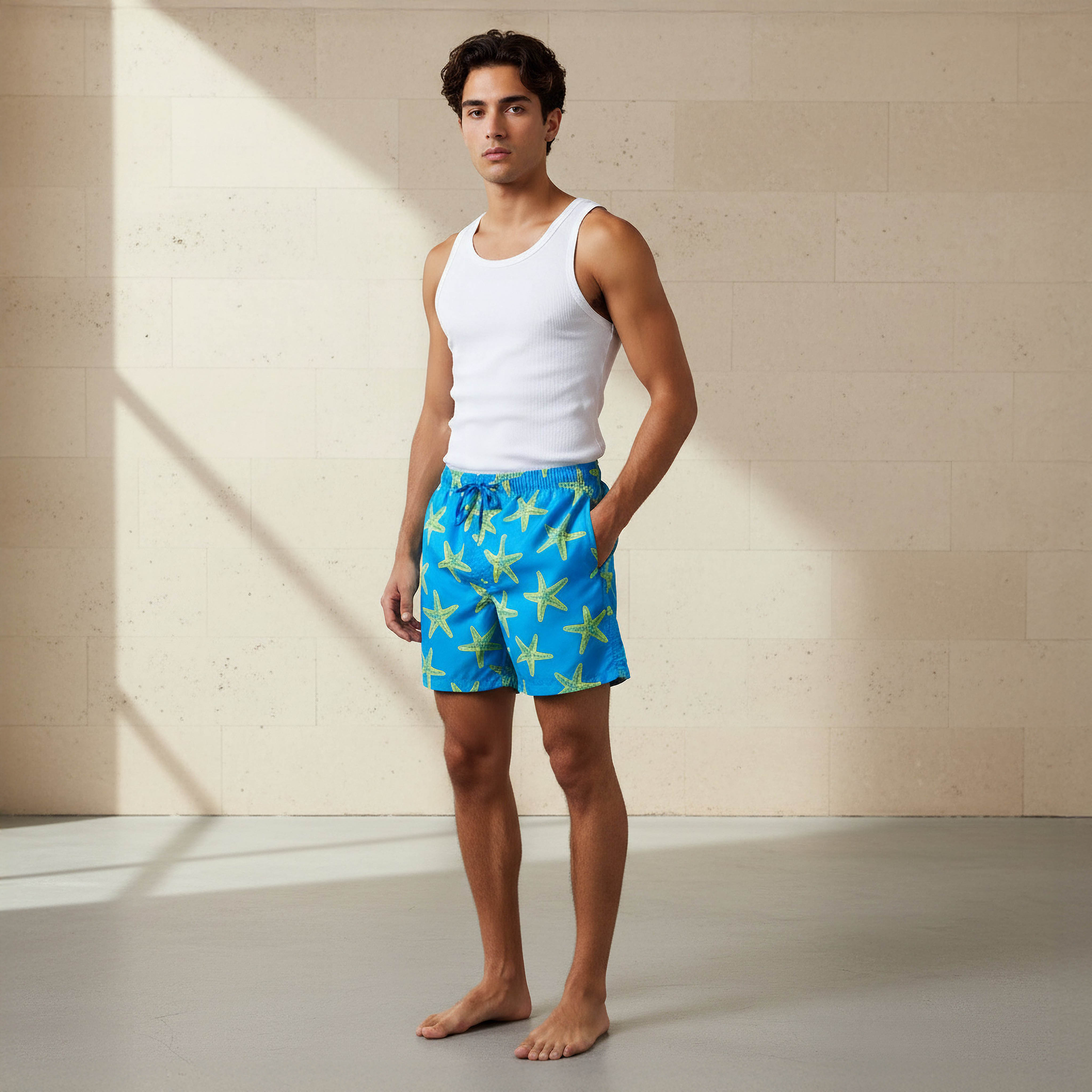 Men Starfish Print Swim Shorts-sports-men-clothing-swimwear-image-5