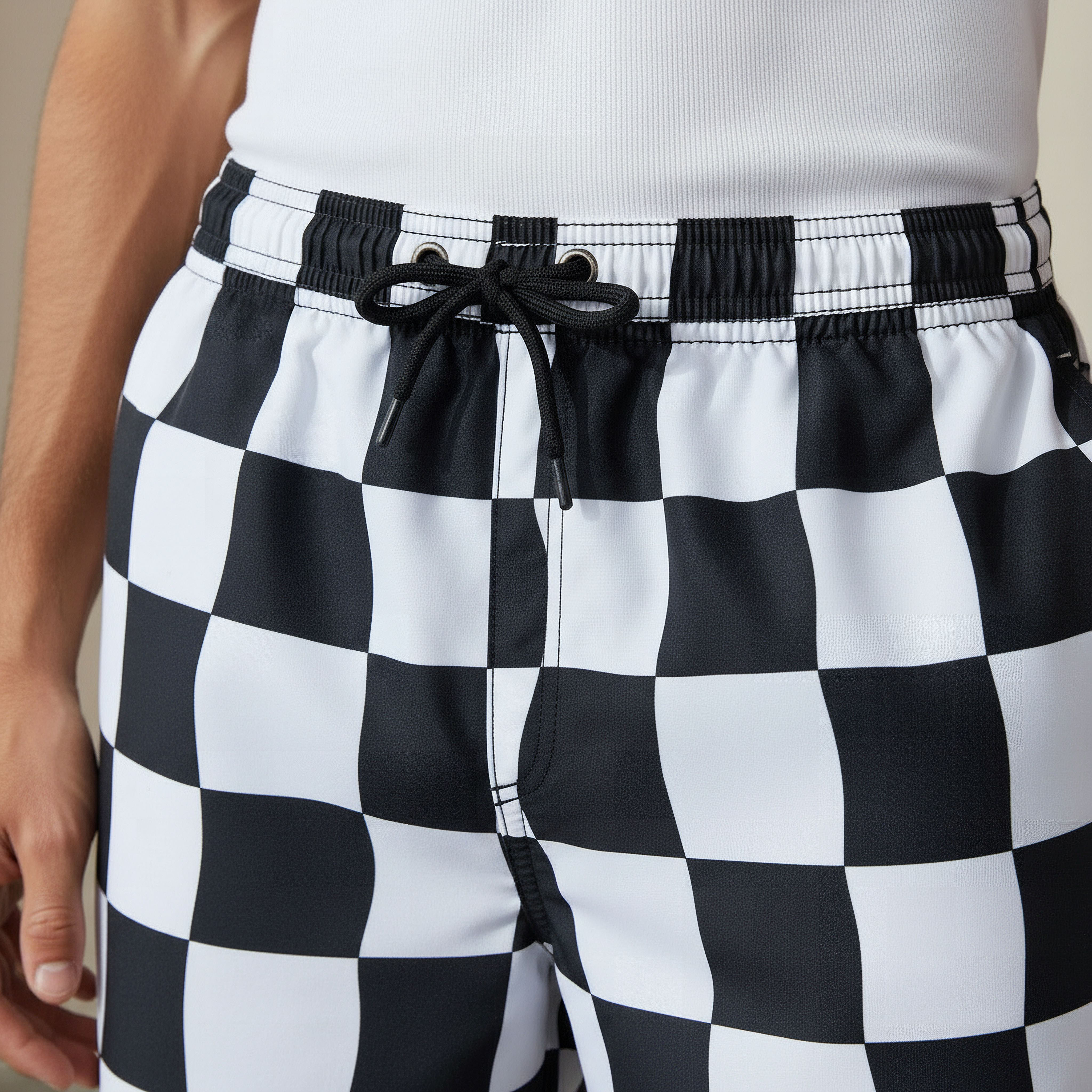 Men Checked Swim Shorts-sports-men-clothing-swimwear-image-4