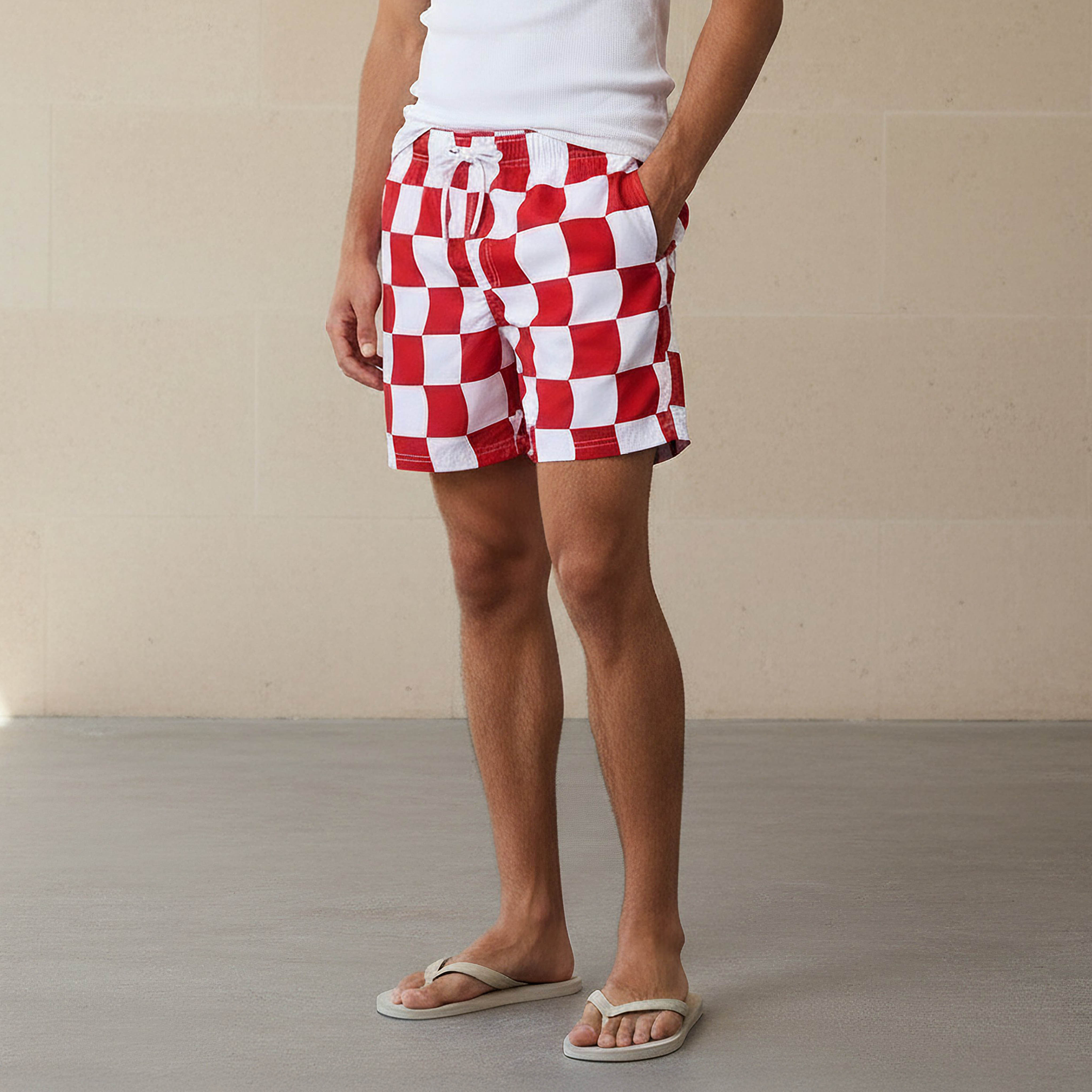 Men Checked Swim Shorts-sports-men-clothing-swimwear-image-1