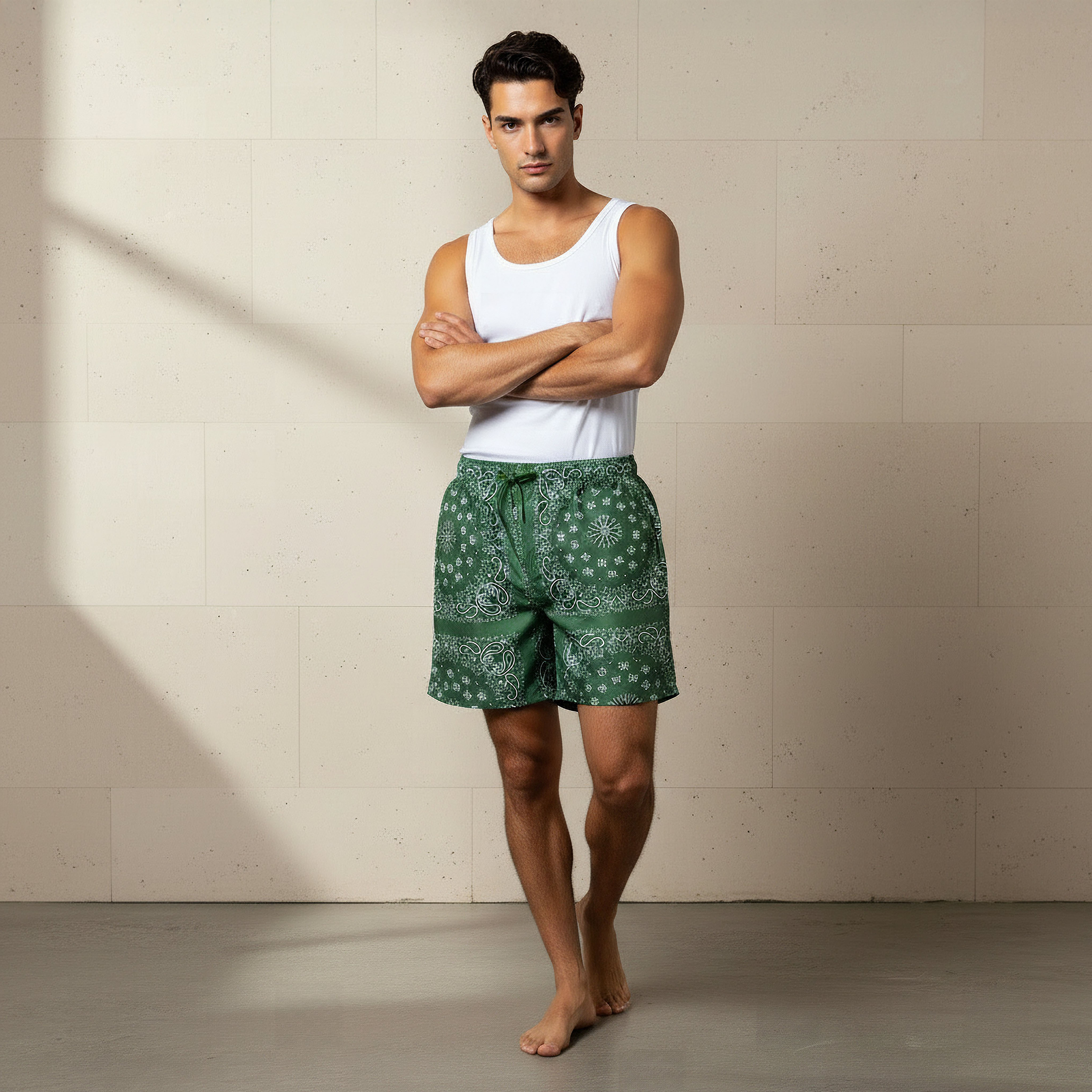 Men Printed Swim Shorts-sports-men-clothing-swimwear-image-2