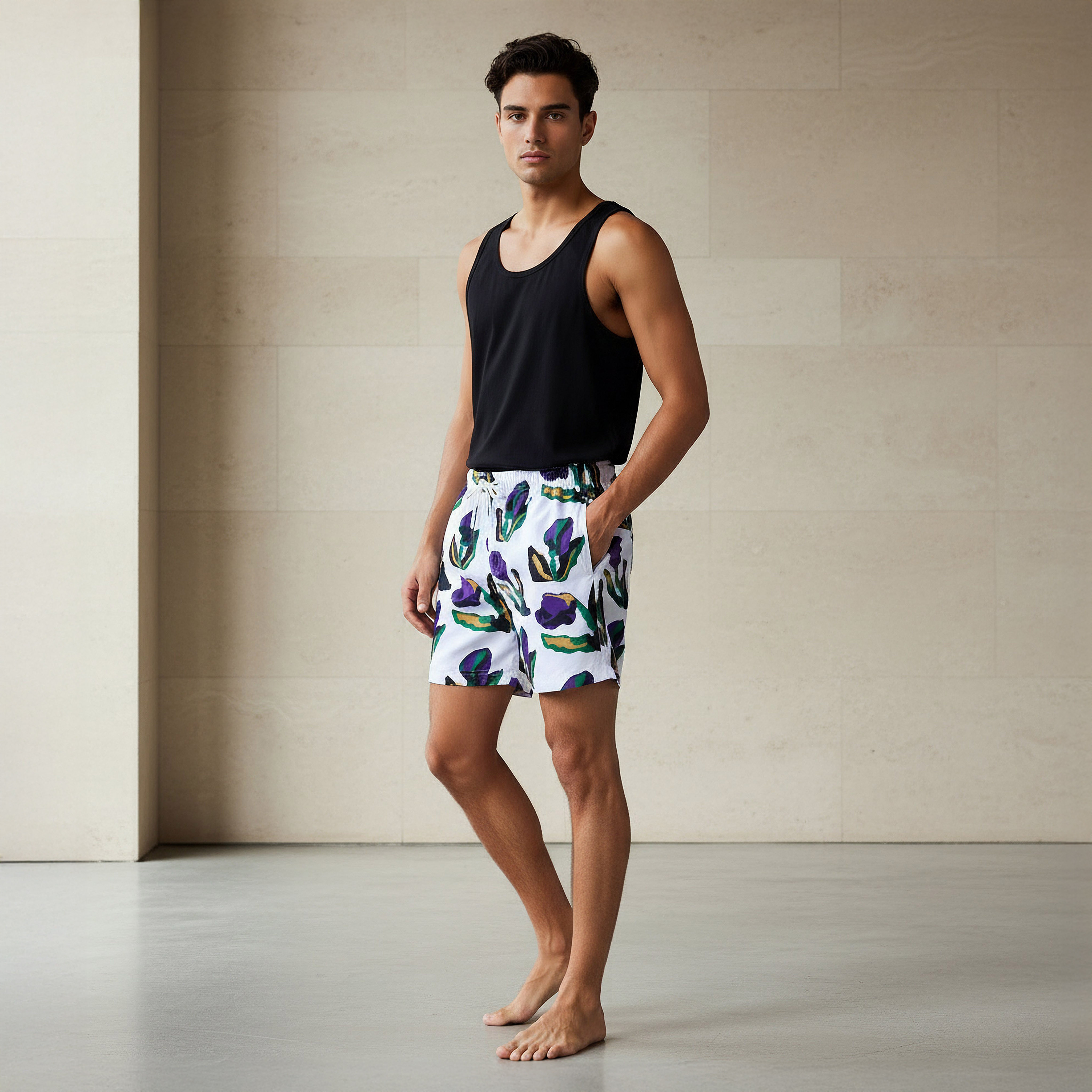 Men Printed Swim Shorts-sports-men-clothing-swimwear-image-2
