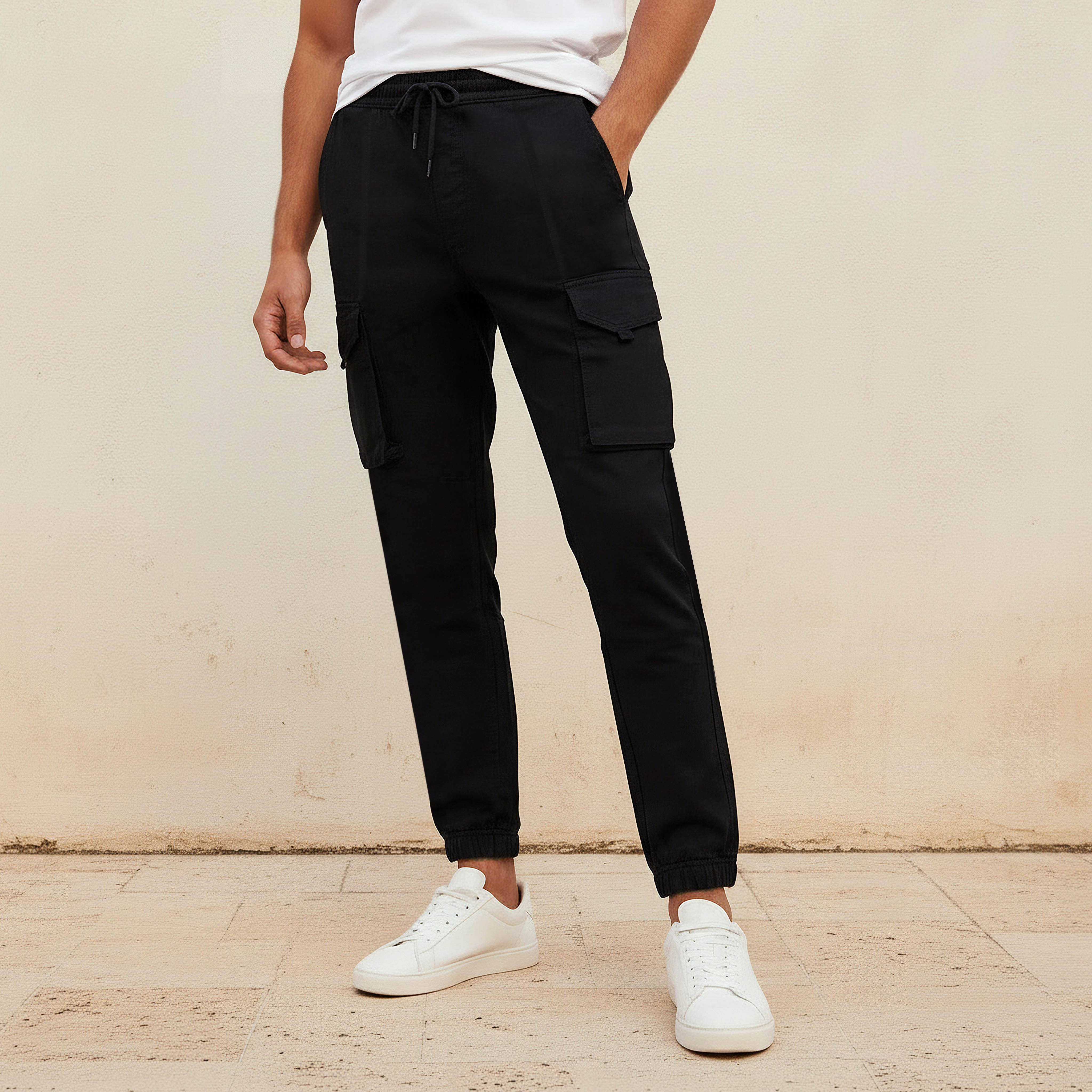 بنطلون كارغو بقصة عادية للرجال-men-clothing-bottoms-trousersandchinos-trousers-image-1
