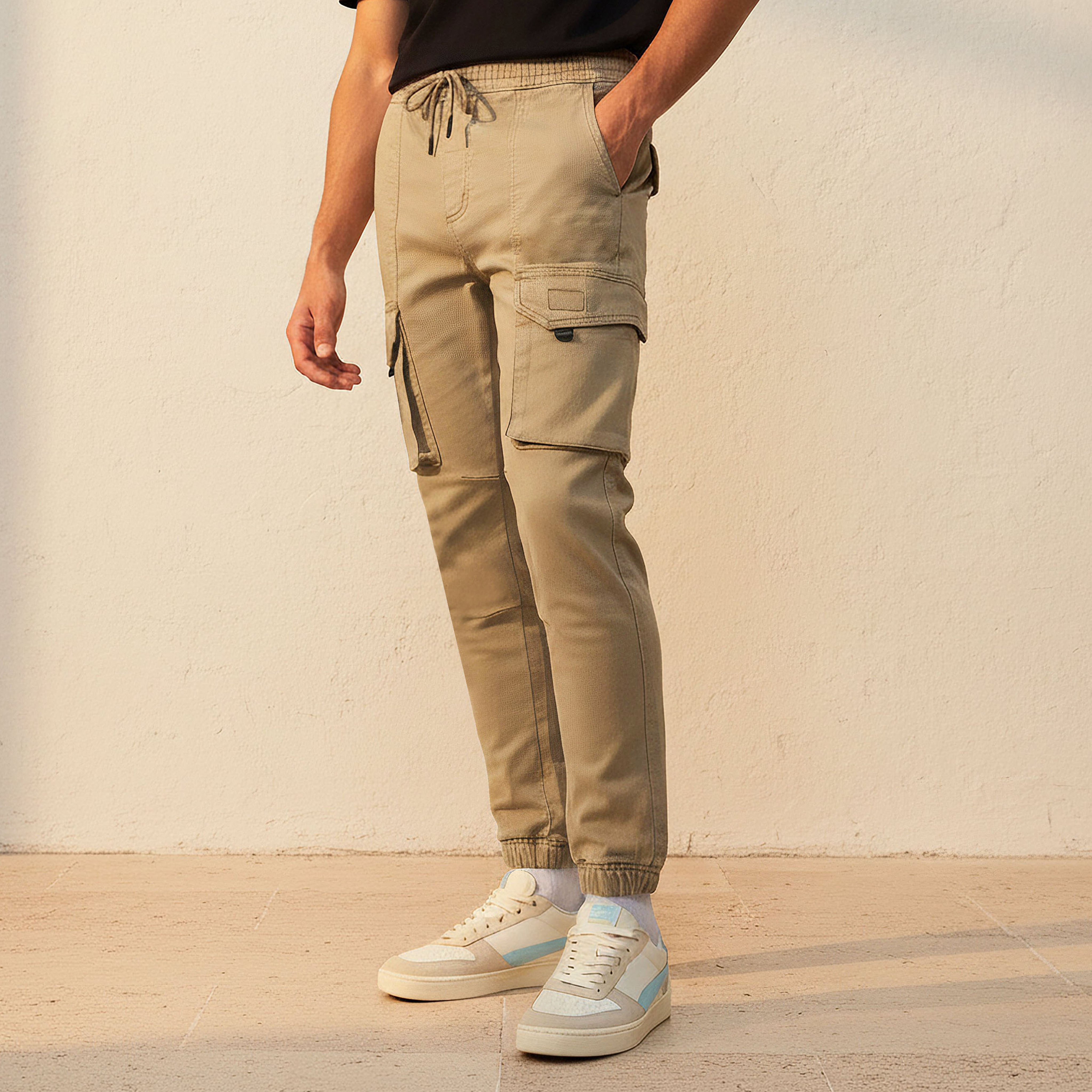 Men Regular Fit Cargo Trousers-men-clothing-bottoms-trousersandchinos-trousers-image-1