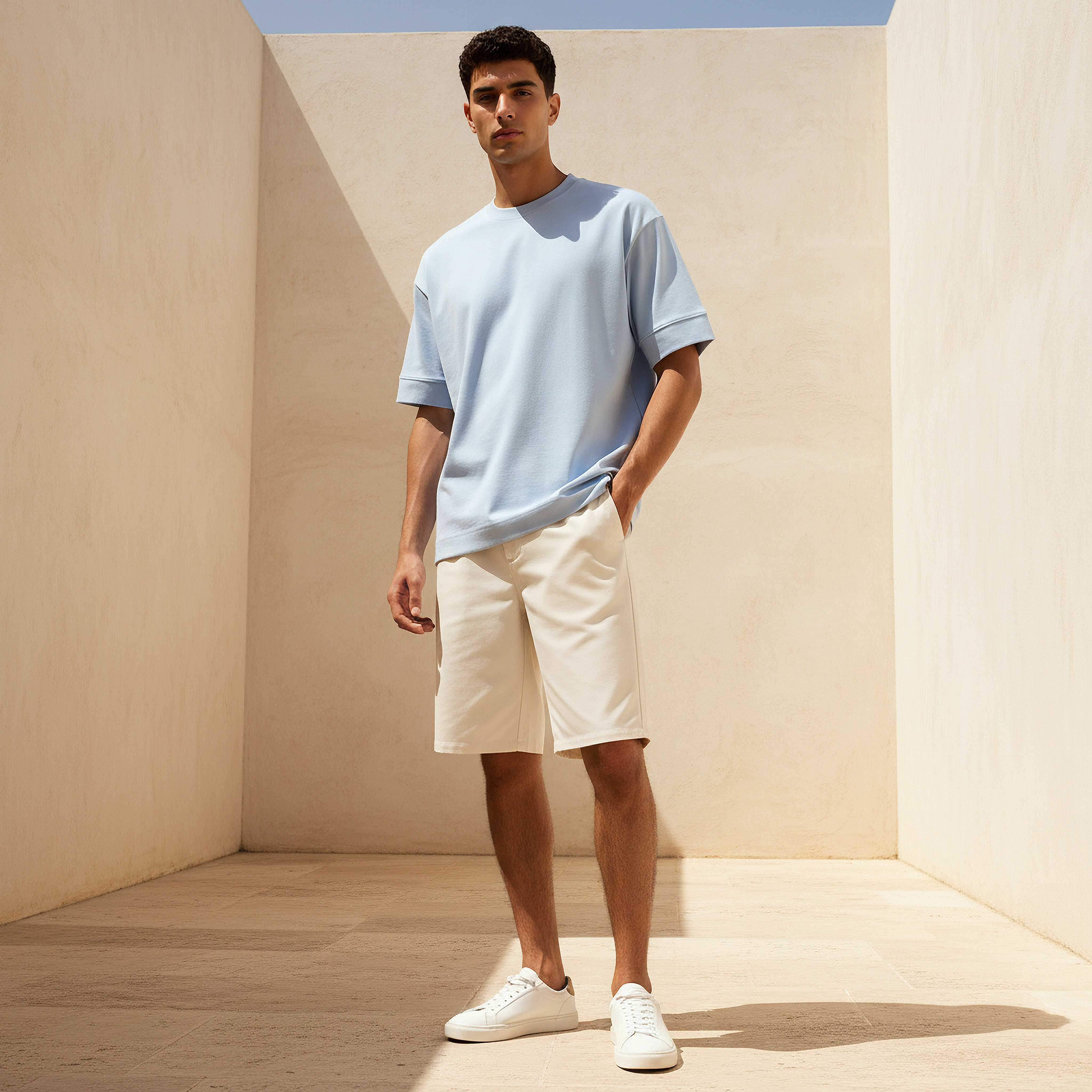تيشيرت بوكسي رجالي برقبة ضيقة وأكمام قصيرة-men-clothing-tshirtsandpolos-tshirts-image-3