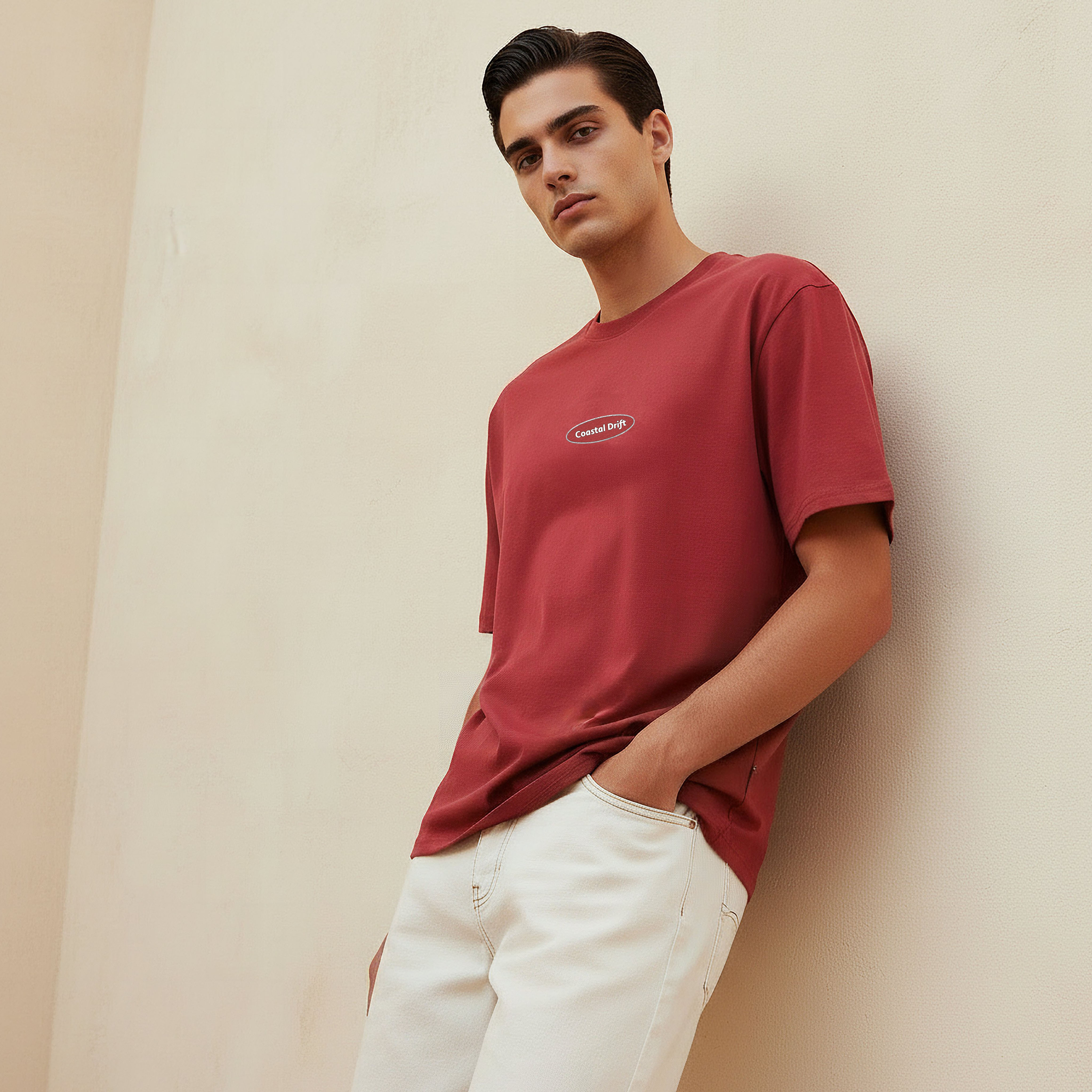 تيشيرت بقصة عادية وياقة ضيقة وأكمام قصيرة وطبعات للرجال-men-clothing-tshirtsandpolos-tshirts-image-1