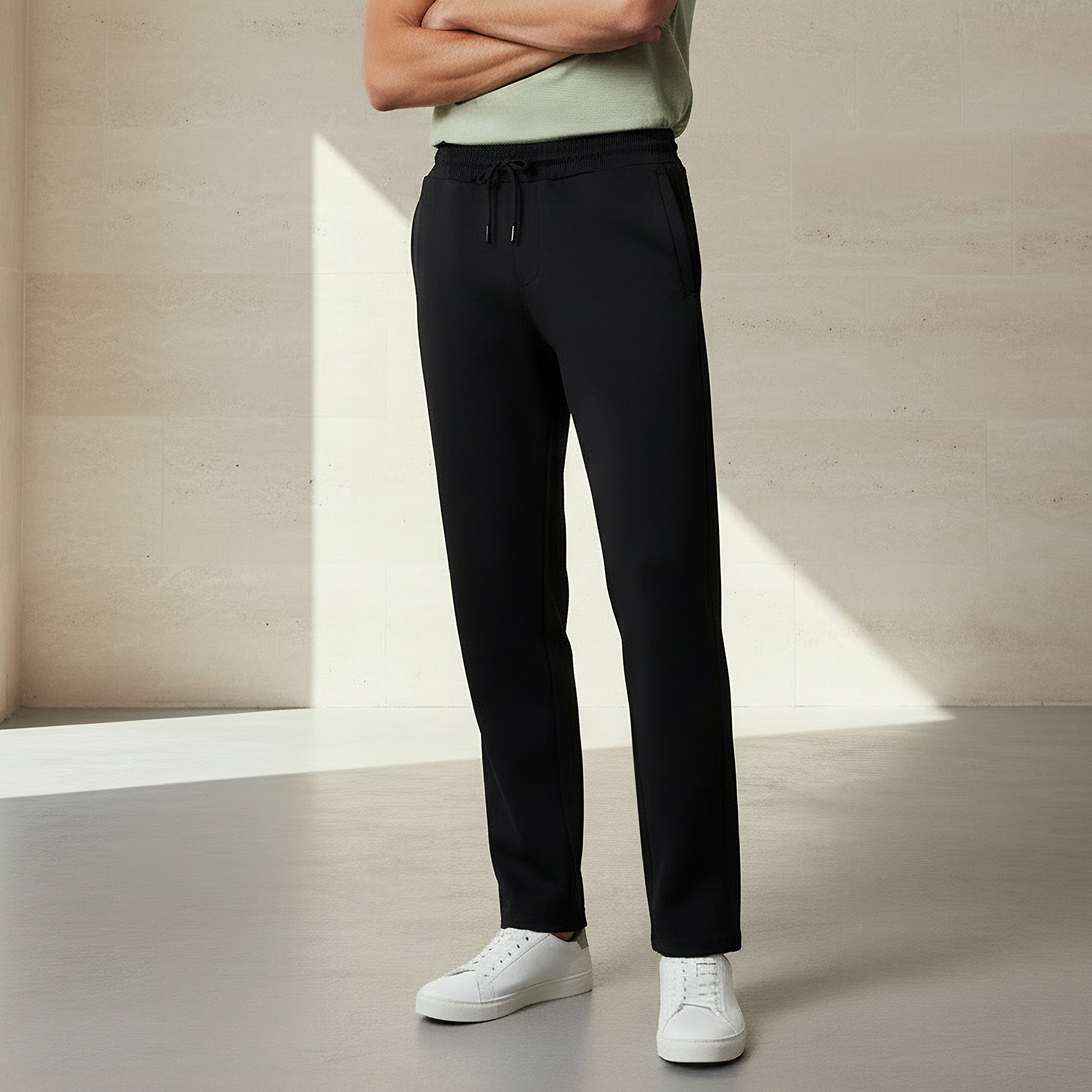 بنطلون رياضي إنترلوك بقصة مريحة للرجال-men-clothing-bottoms-joggers-image-2