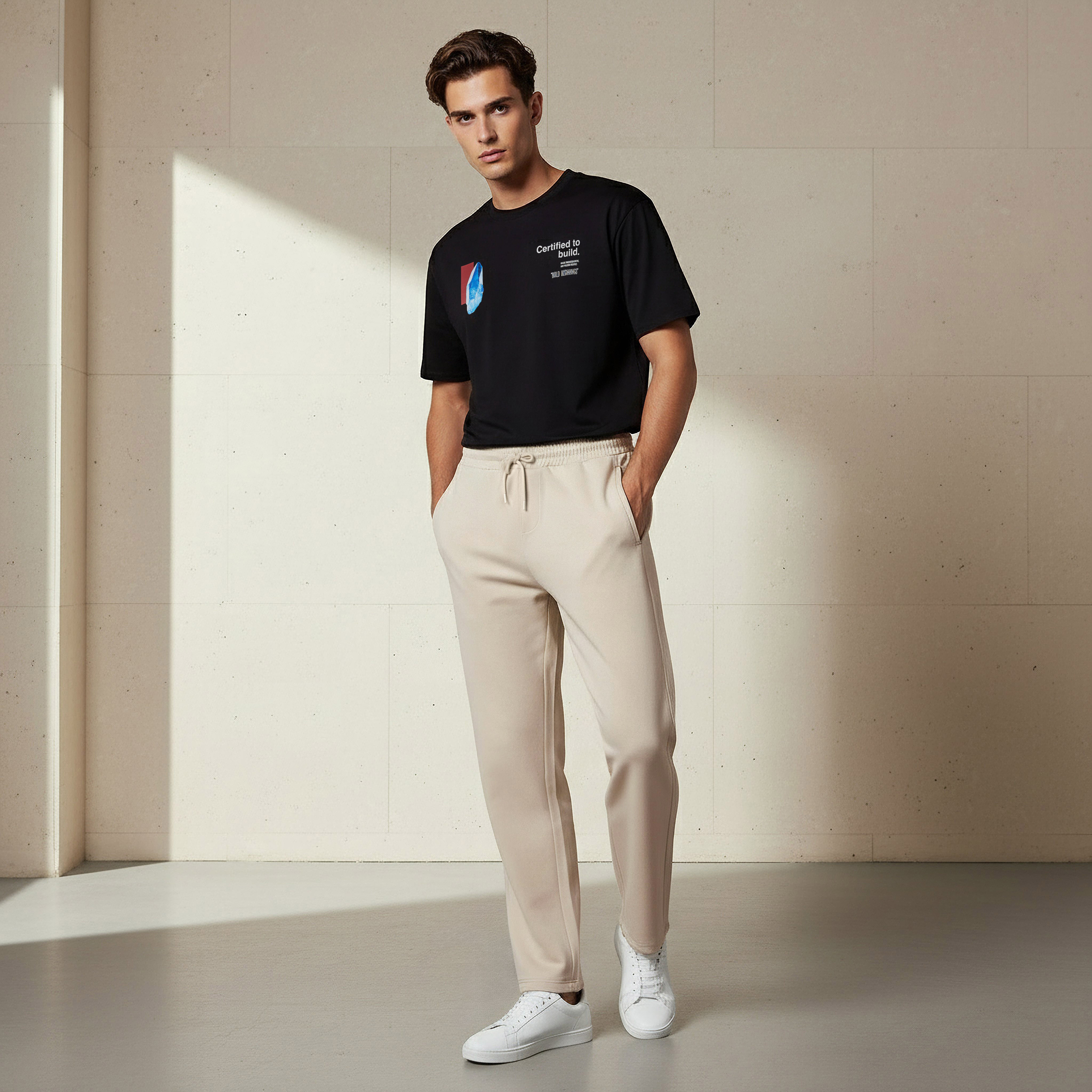 بنطلون رياضي إنترلوك بقصة مريحة للرجال-men-clothing-bottoms-joggers-image-3