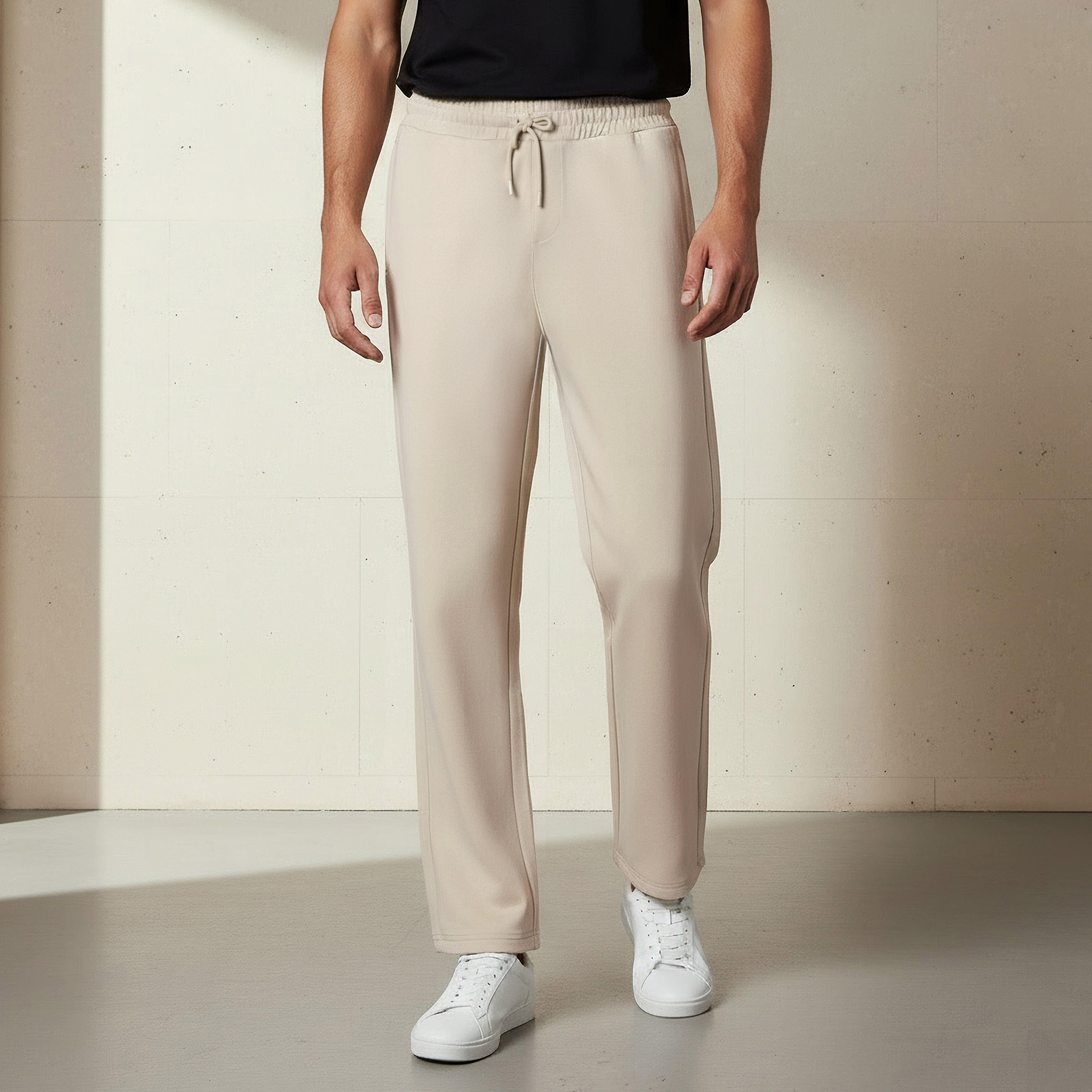 بنطلون رياضي إنترلوك بقصة مريحة للرجال-men-clothing-bottoms-joggers-image-1