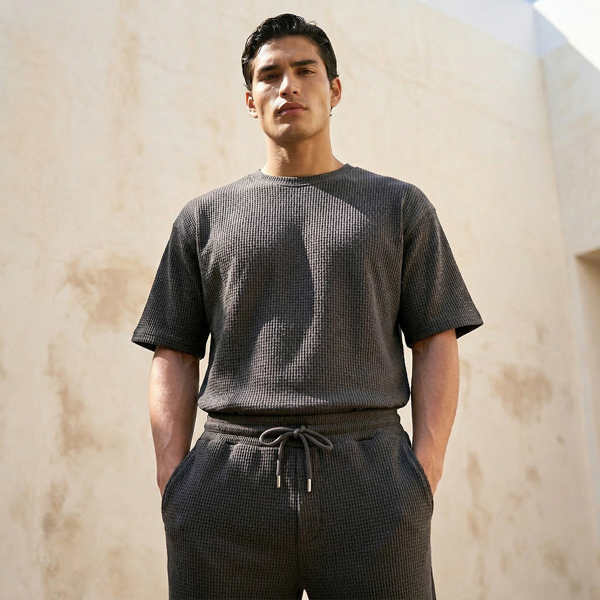 Men Crew Neck Short Sleeves Textured T-shirt-men-clothing-tshirtsandpolos-tshirts-image-1