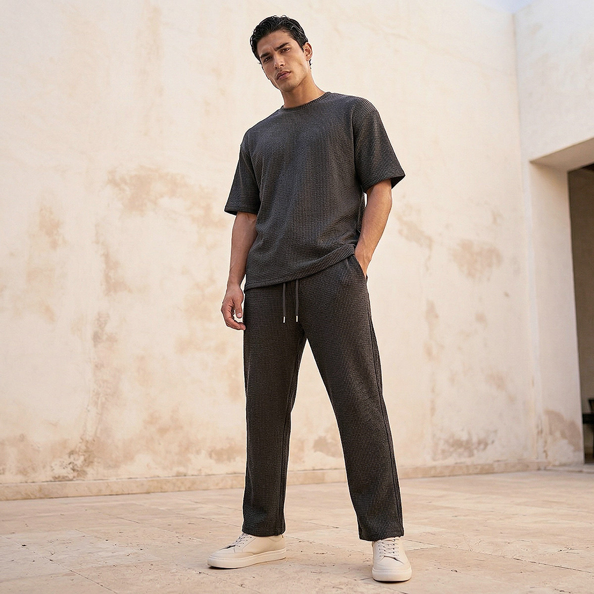 Men Crew Neck Short Sleeves Textured T-shirt-men-clothing-tshirtsandpolos-tshirts-image-3