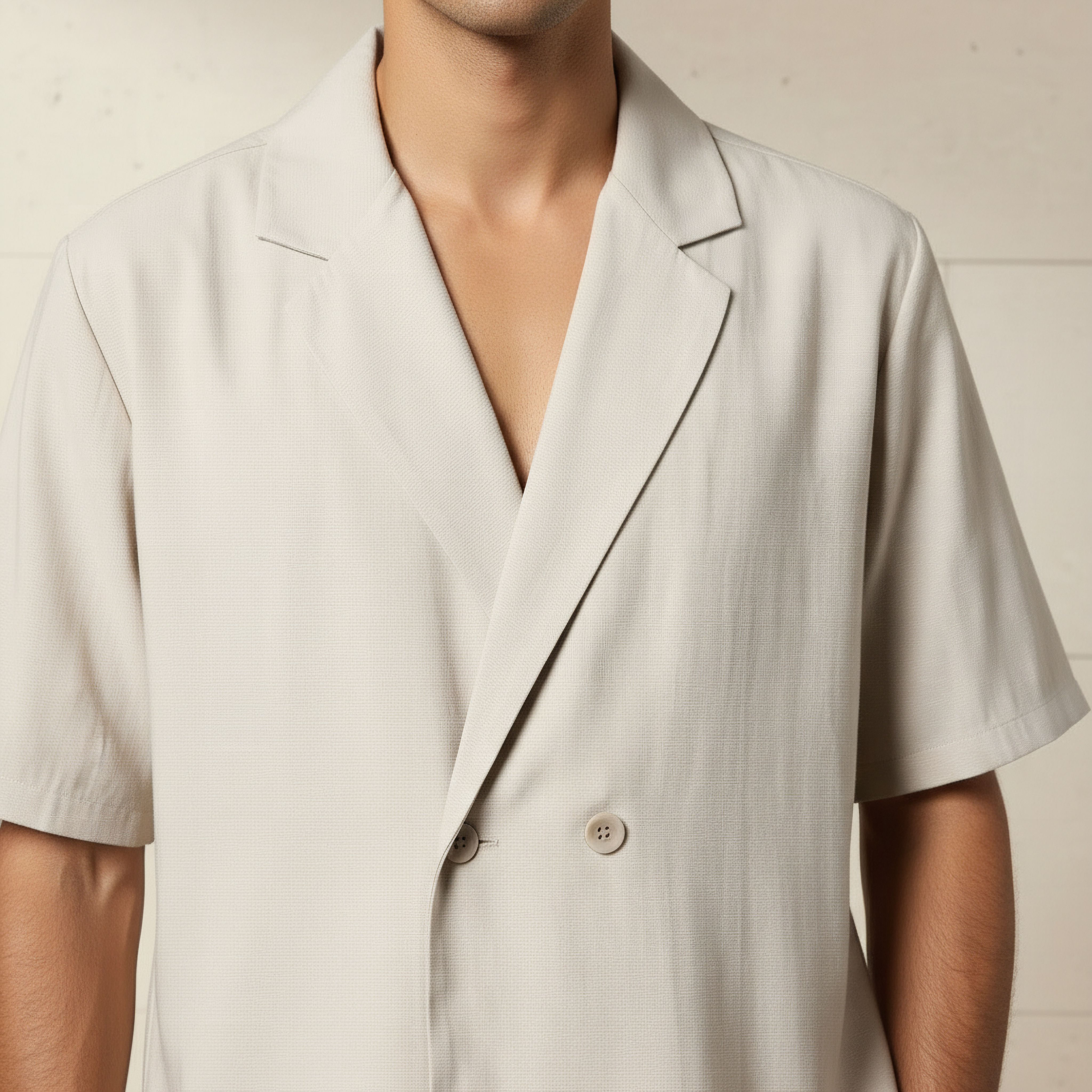 Men Regular Fit Collared Short Sleeves Blazer Shirt-men-clothing-shirts-image-2