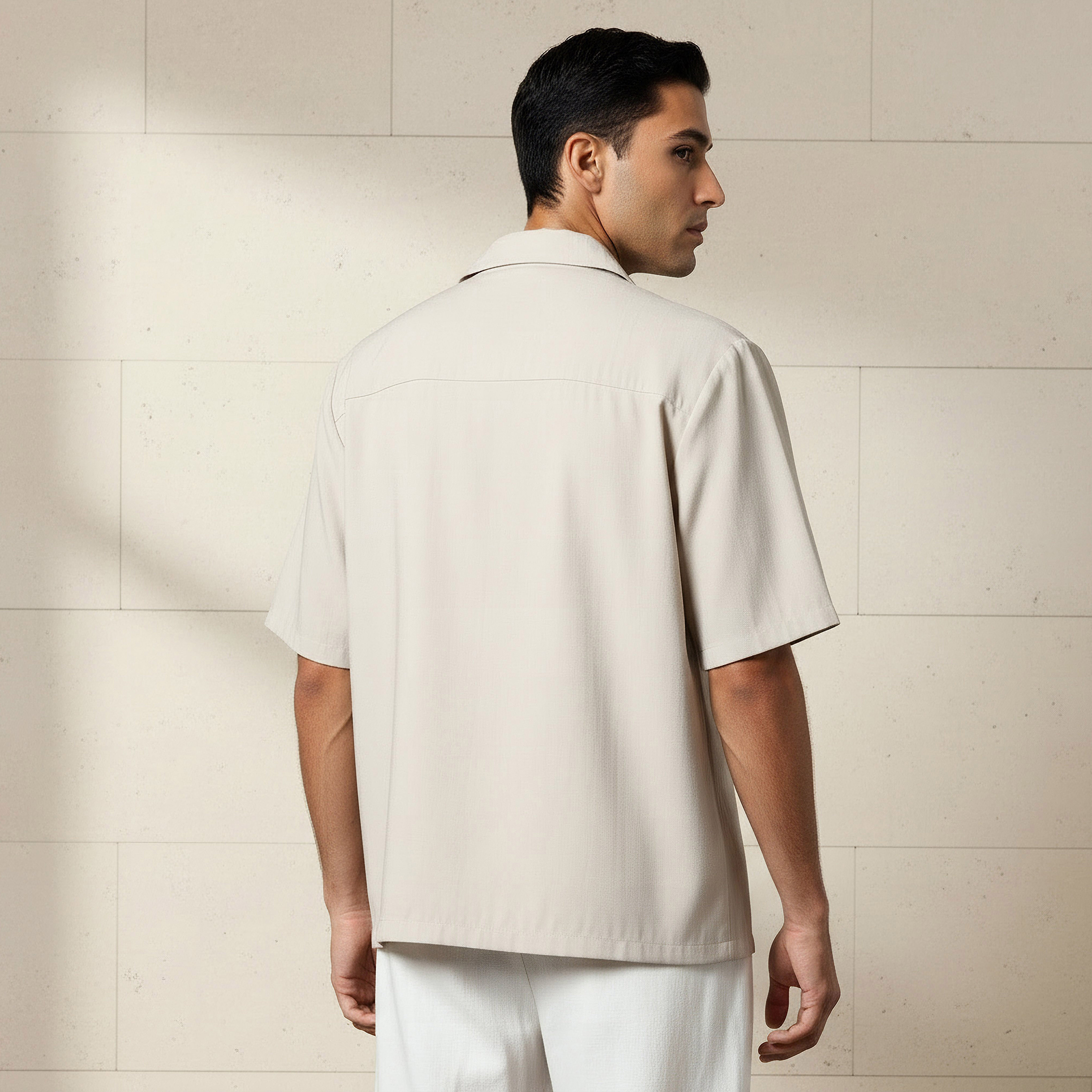 Men Regular Fit Collared Short Sleeves Blazer Shirt-men-clothing-shirts-image-4