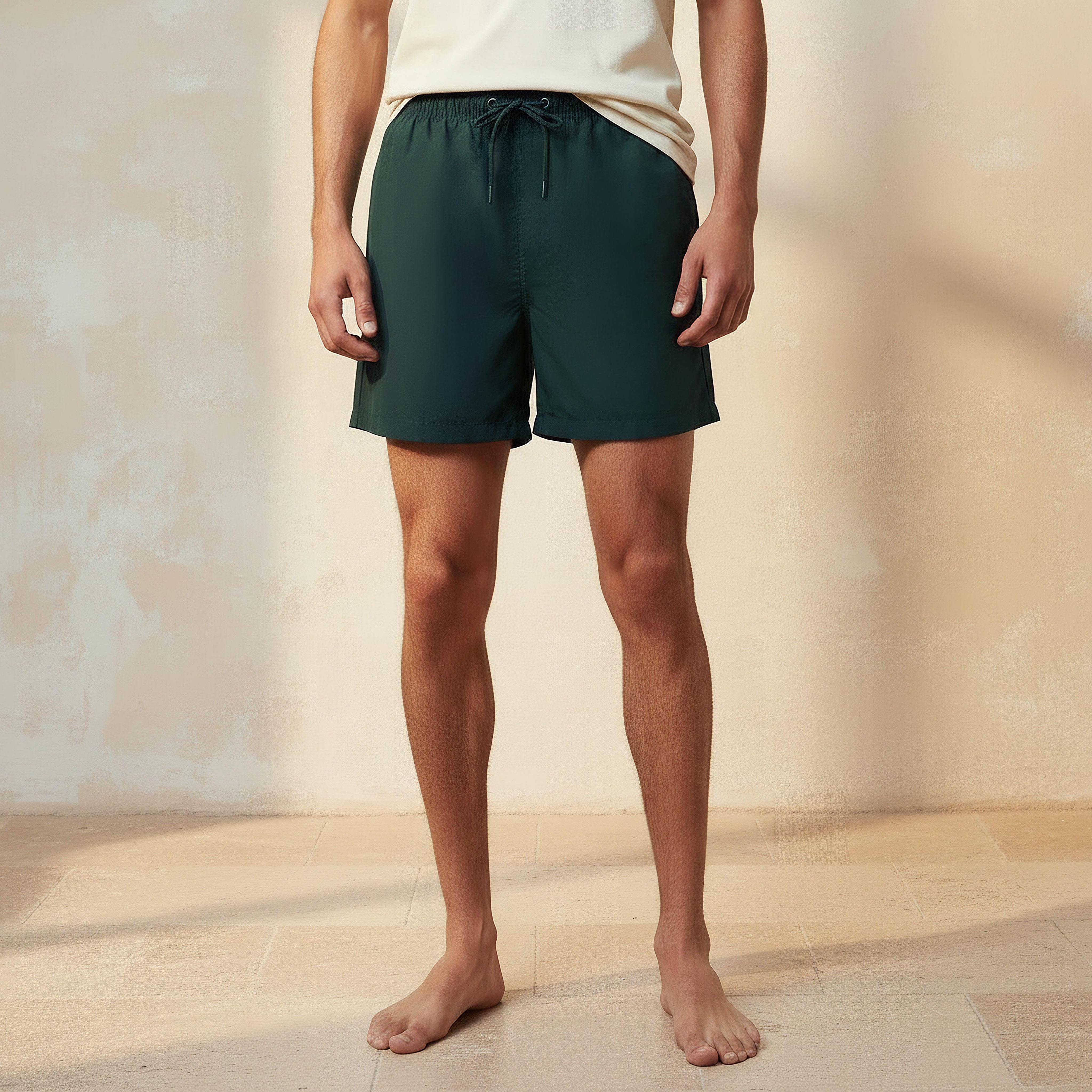 Men Drawstring Waist Swim Shorts-men-clothing-swimandbeach-shorts-image-1