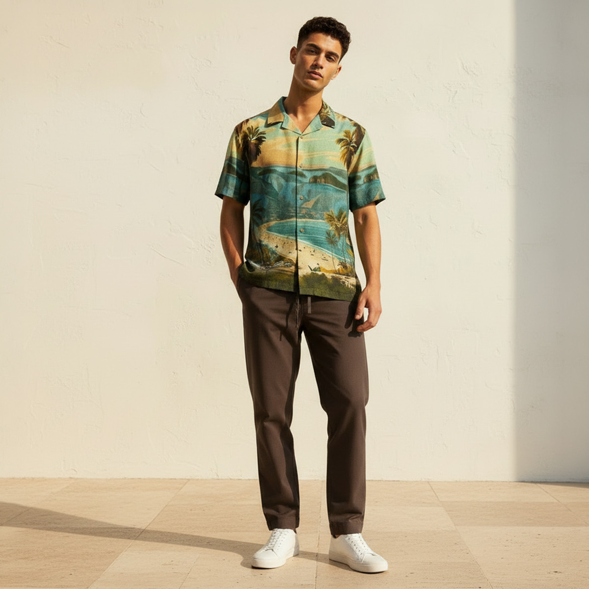 Men Camp Collar Tropical Print Short Sleeve Shirt-men-clothing-shirts-image-3
