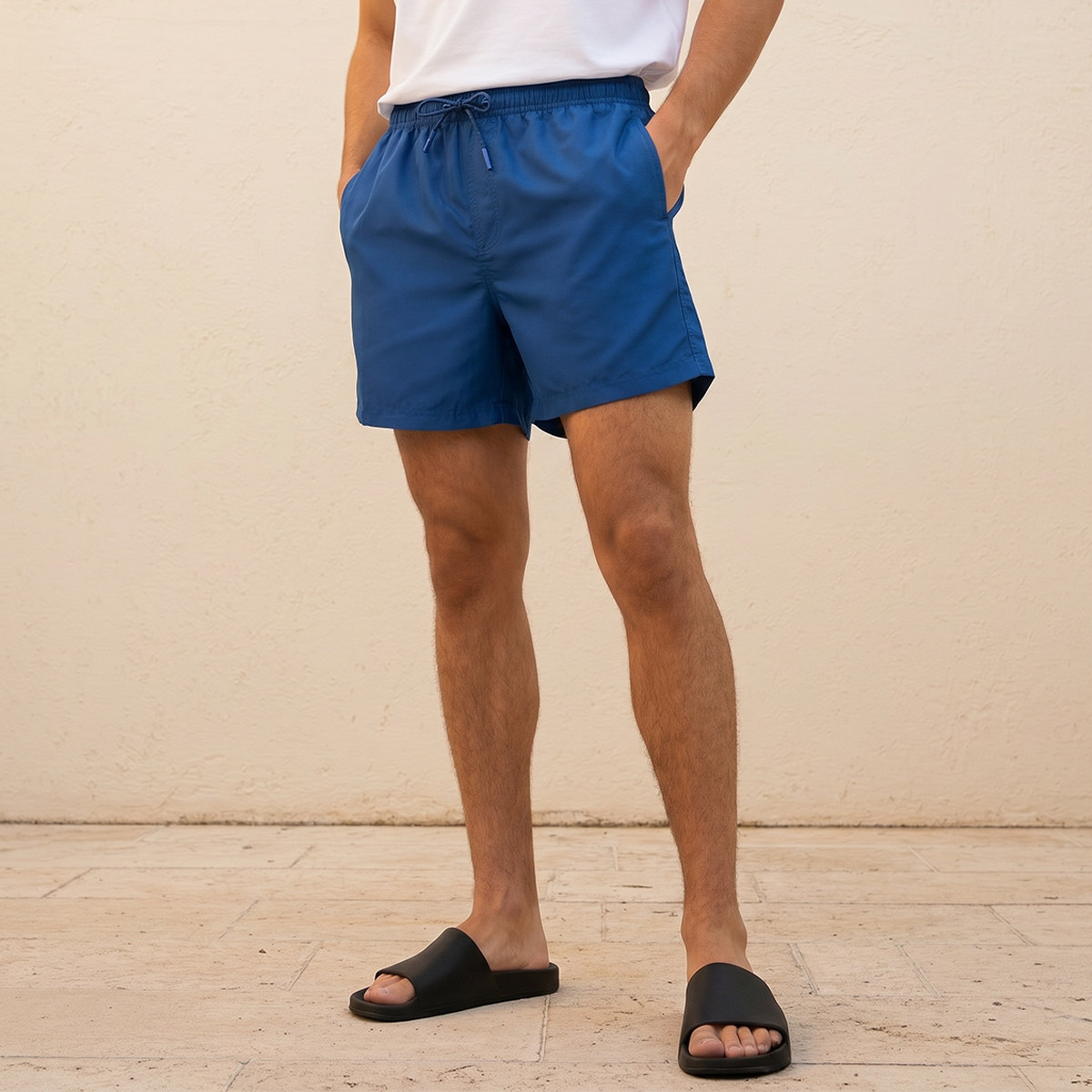 Men Drawstring Waist Shorts-men-clothing-swimandbeach-shorts-image-1