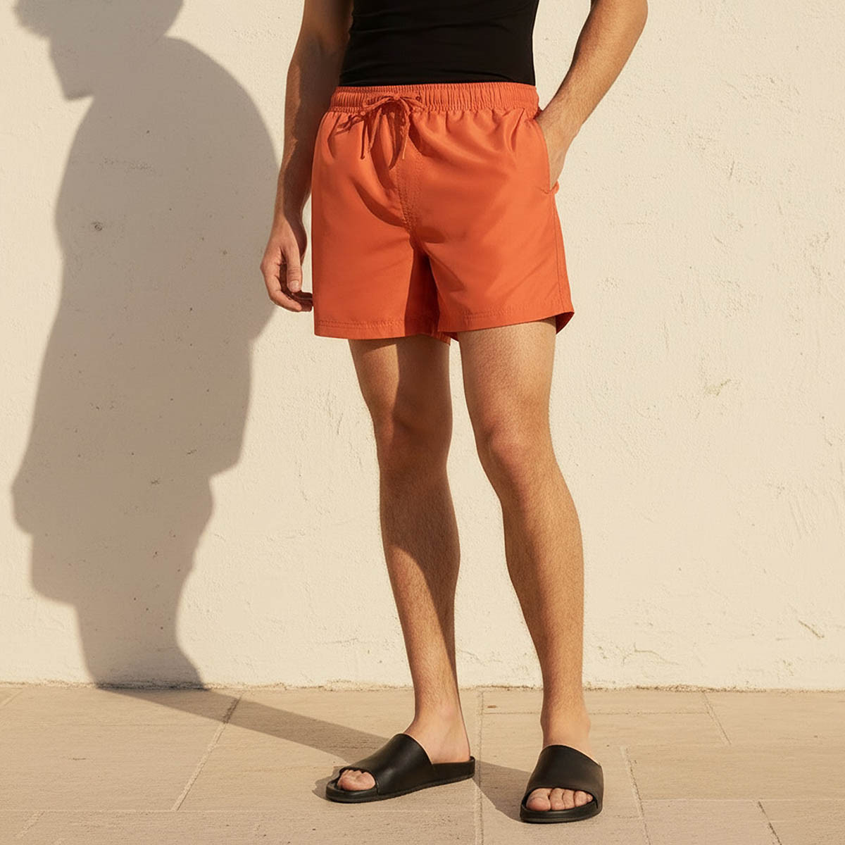 Men Drawstring Waist Swim Shorts-men-clothing-swimandbeach-shorts-image-1