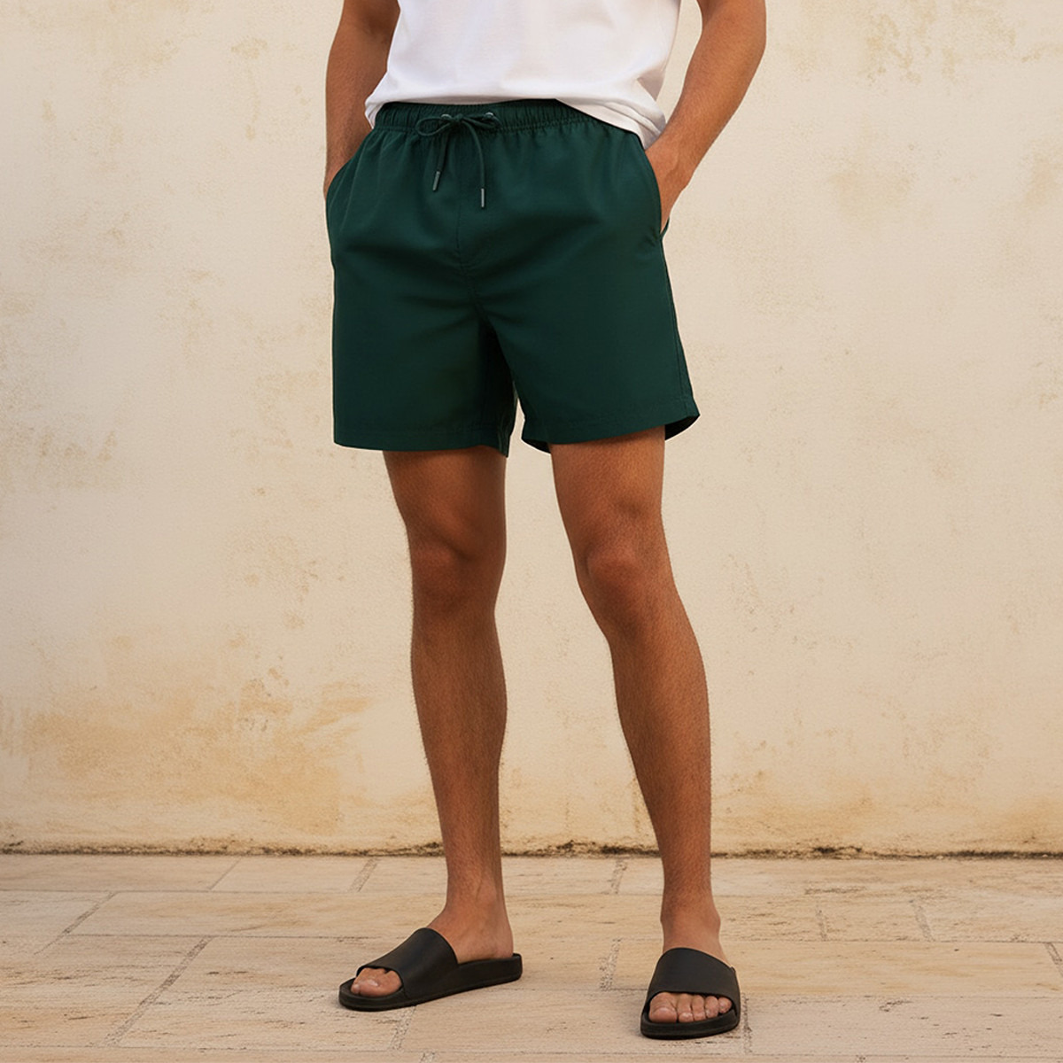 Men Drawstring Waist Shorts-men-clothing-swimandbeach-shorts-image-1