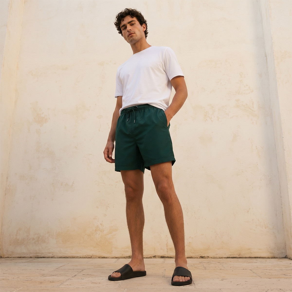 Men Drawstring Waist Shorts-men-clothing-swimandbeach-shorts-image-3
