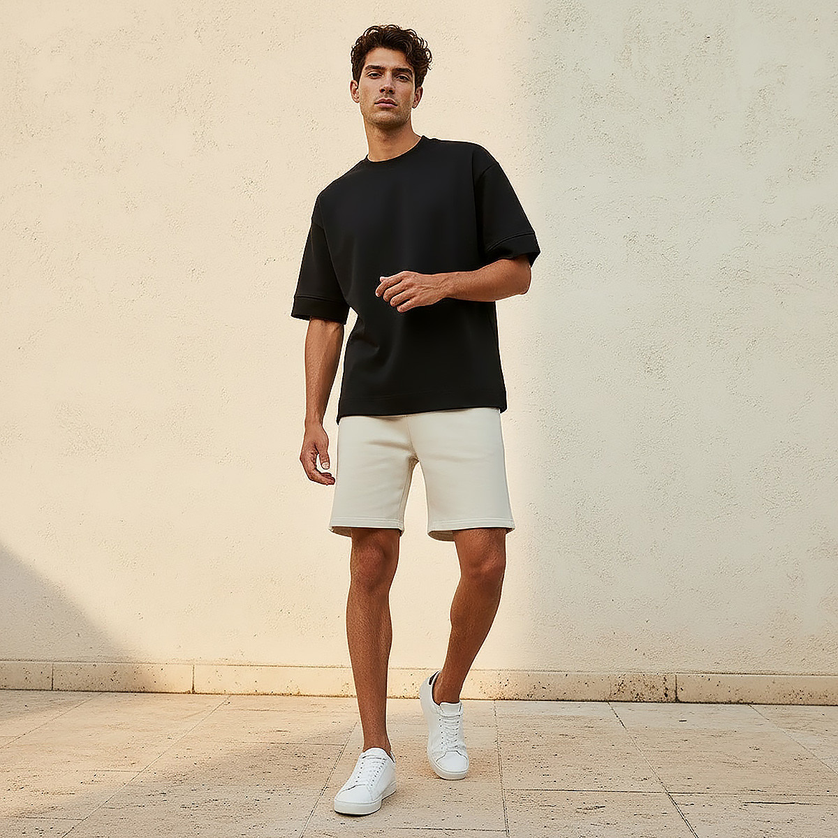 شورت قطن قماش بقصة عادية للرجال-men-clothing-bottoms-shorts-image-3